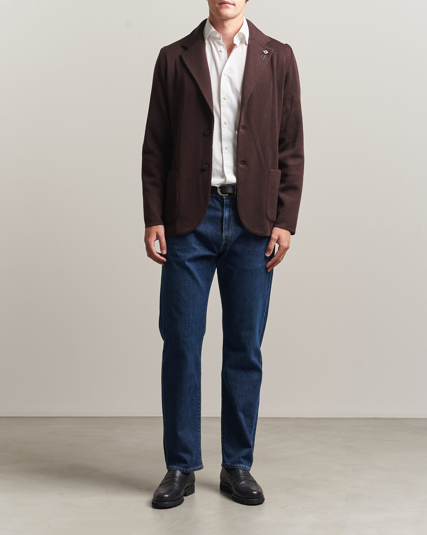 Herre | Dressjakker | Lardini | Knitted Wool Blazer Brown