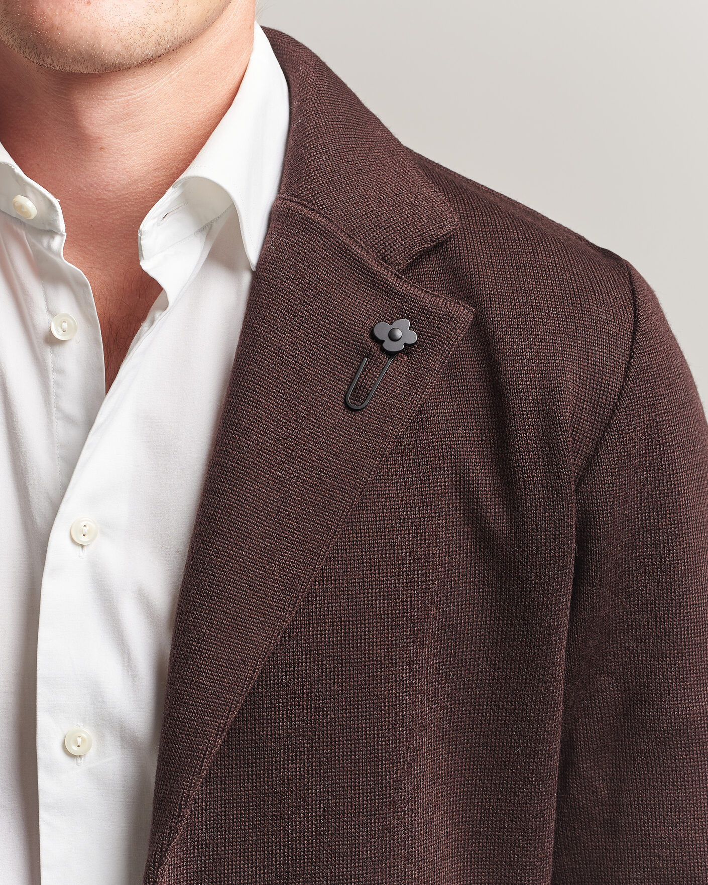 Herre | Dressjakker | Lardini | Knitted Wool Blazer Brown