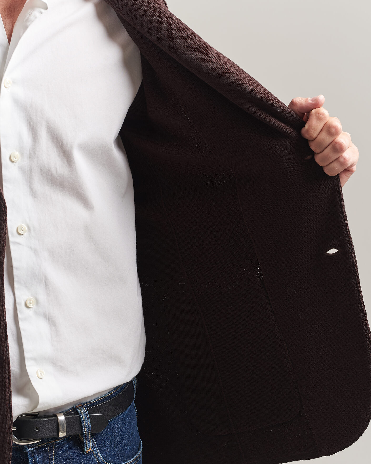 Herre | Dressjakker | Lardini | Knitted Wool Blazer Brown