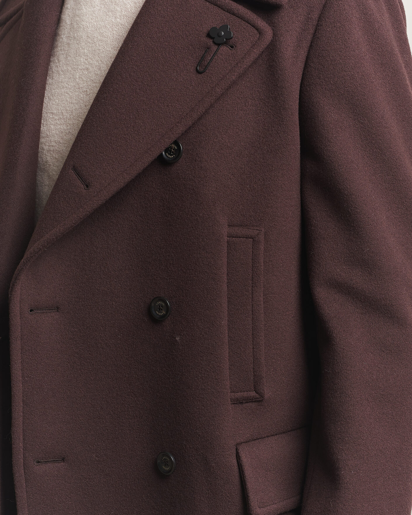 Herre | Jakker | Lardini | Wool Peacoat Brown