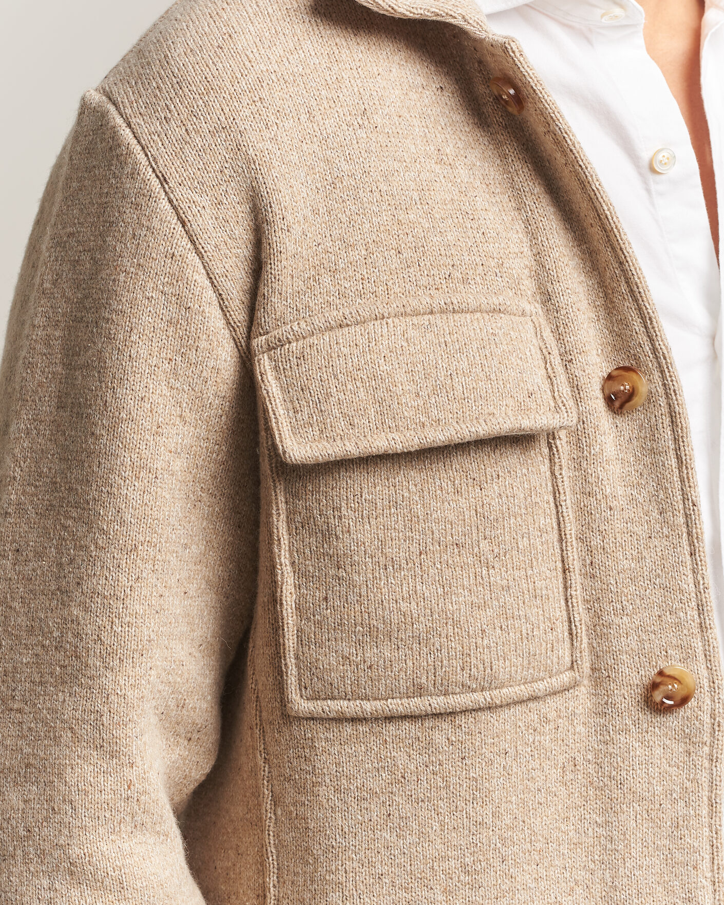 Herre | Gensere | Lardini | Knitted Shirt Jacket Beige