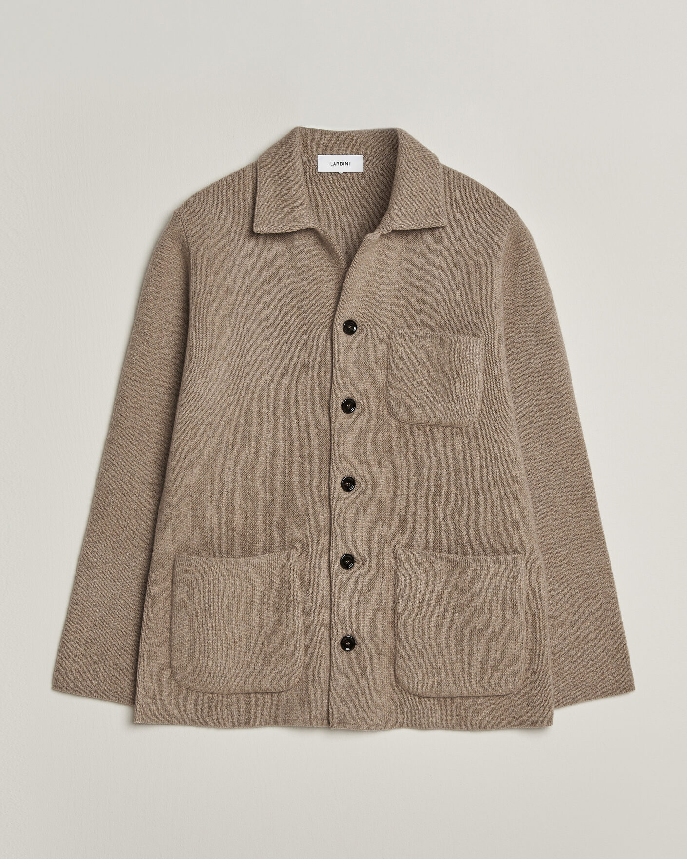 Herre | Gensere | Lardini | Knitted Cashmere Overshirt Light Brown