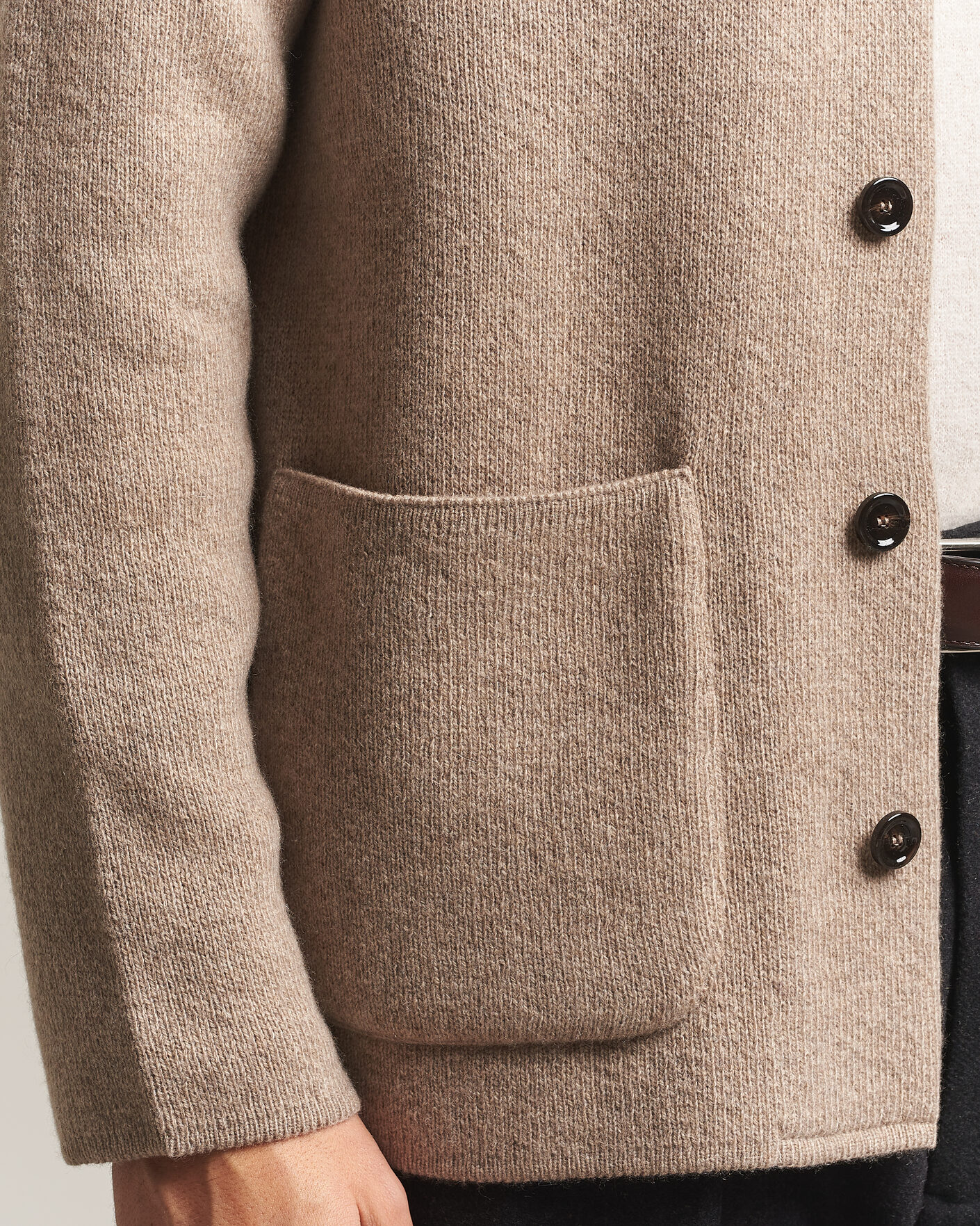 Herre | Gensere | Lardini | Knitted Cashmere Overshirt Light Brown