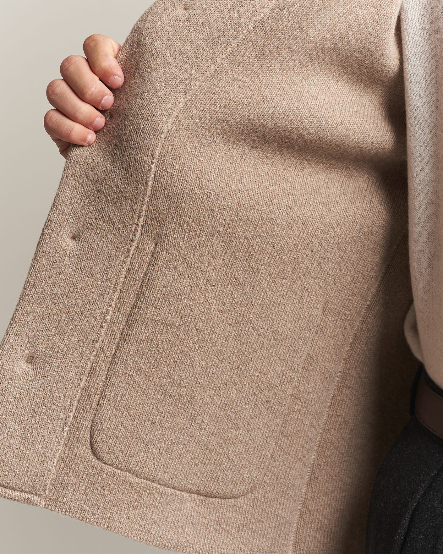 Herre | Gensere | Lardini | Knitted Cashmere Overshirt Light Brown