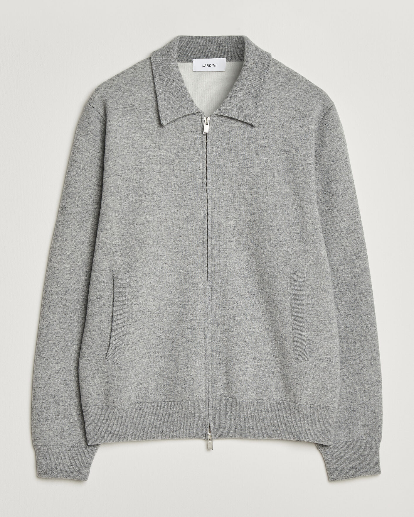 Herre | Jakker | Lardini | Knitted Wool Bomber Jacket Grey