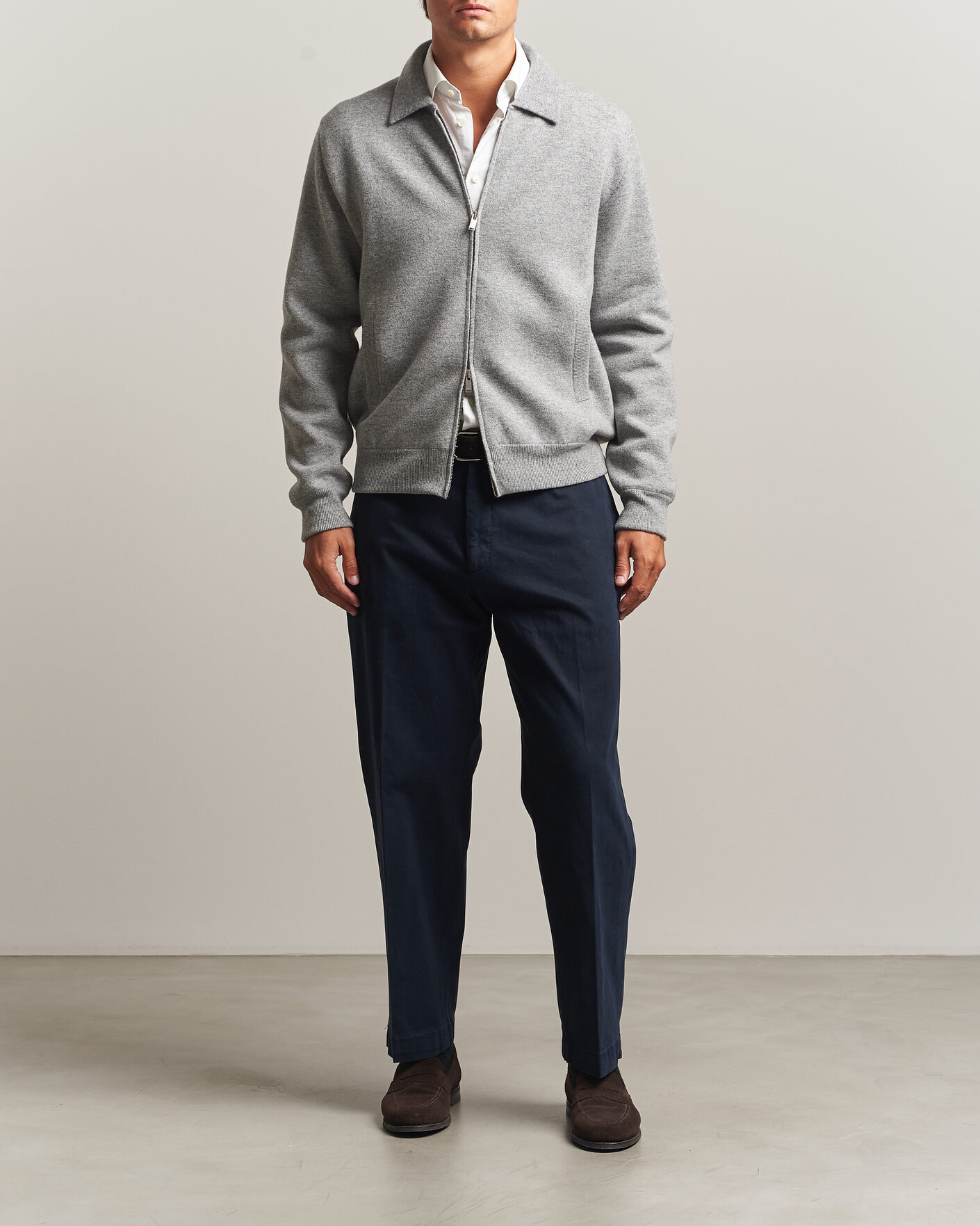 Herre | Jakker | Lardini | Knitted Wool Bomber Jacket Grey