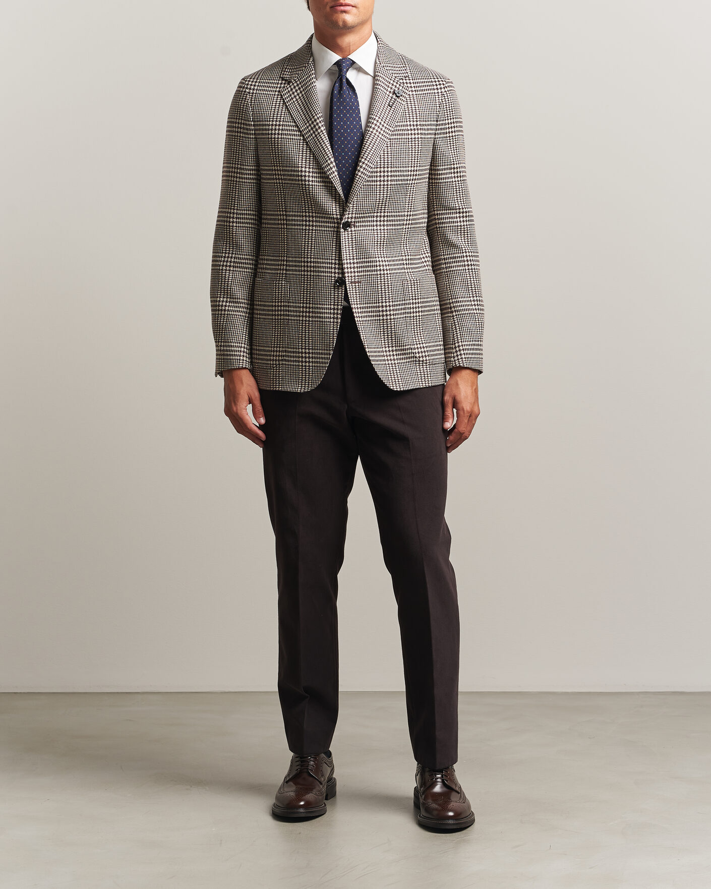 Herre | Dressjakker | Lardini | Wool/Cashmere Checked Blazer Brown