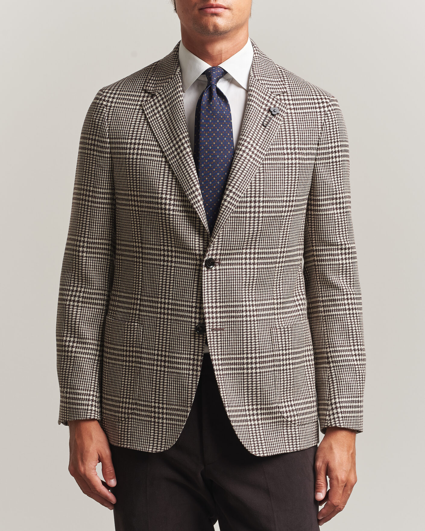 Herre | Dressjakker | Lardini | Wool/Cashmere Checked Blazer Brown