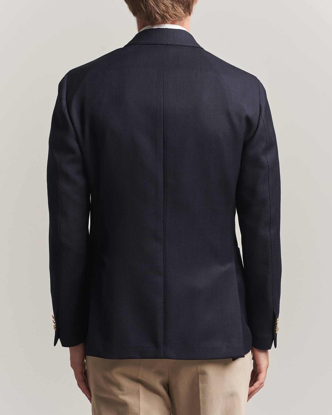 Herre | Dressjakker | Lardini | Double Breasted Herringbone Wool Blazer Navy