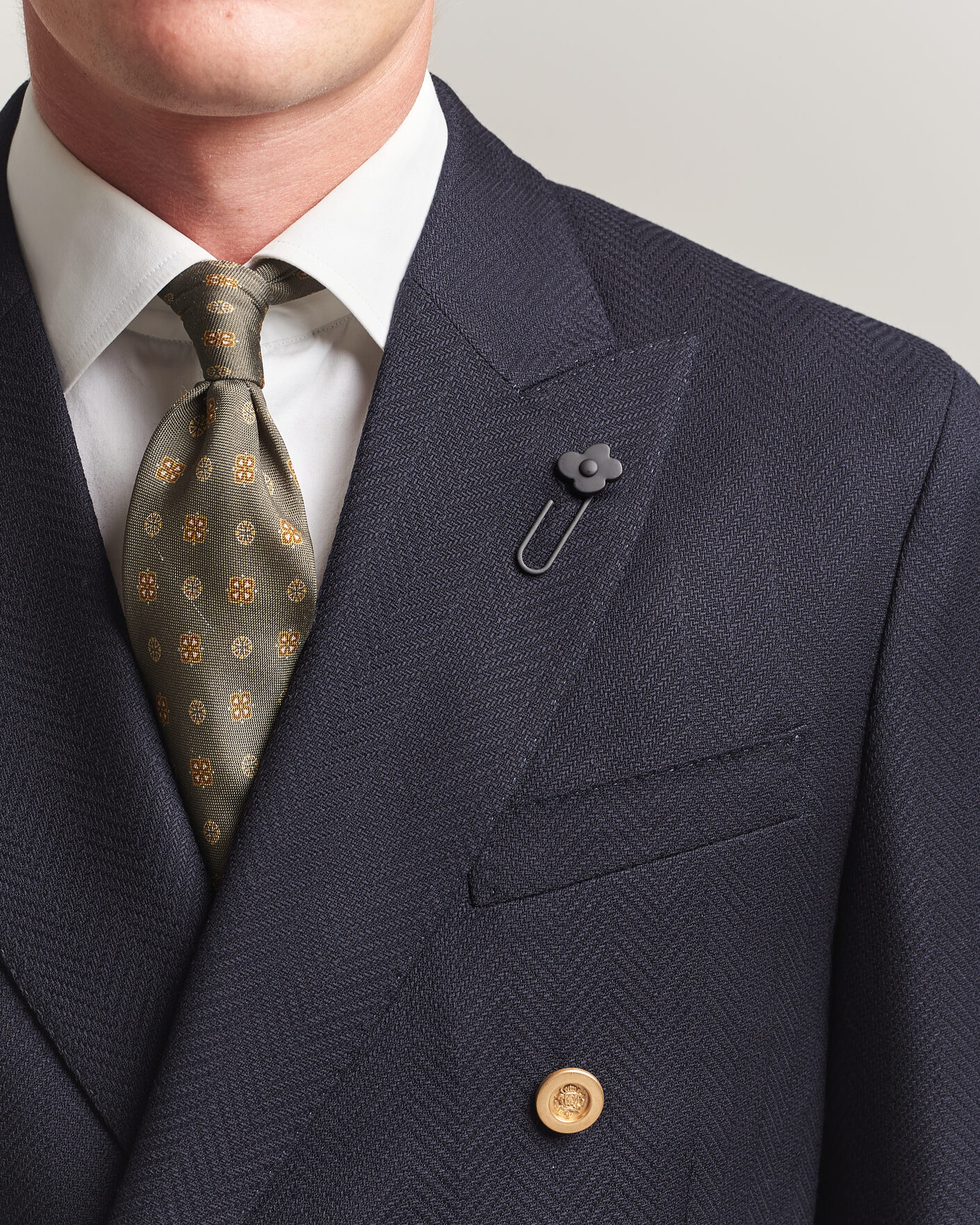 Herre | Dressjakker | Lardini | Double Breasted Herringbone Wool Blazer Navy