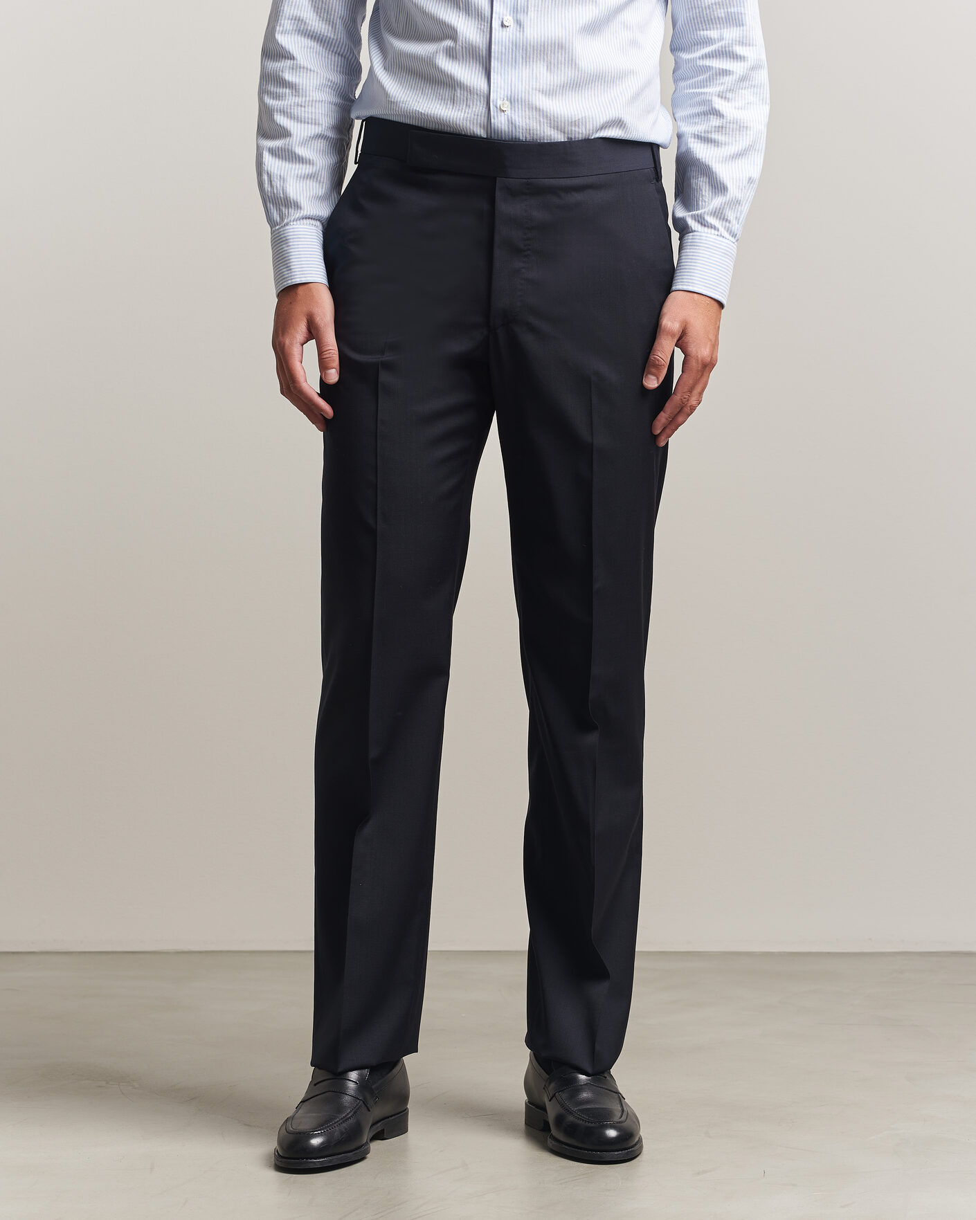 Herre | Bukser | Lardini | Straight Fit Wool Trousers Navy