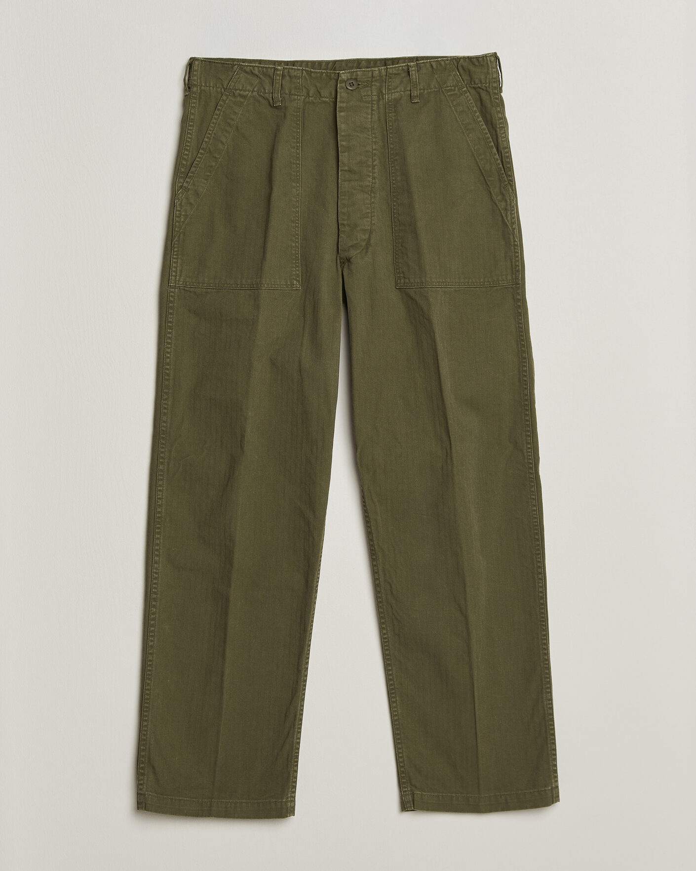 Herre | Bukser | orSlow | Vintage Fit Herringbone Fatigue Pants Army Green