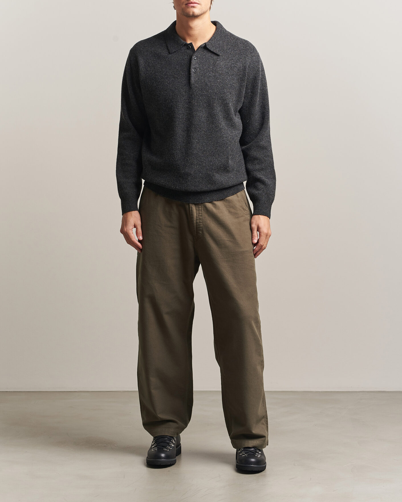 Herre | Bukser | orSlow | Wide Fit New Yorker Brushed Trousers Moss Gray