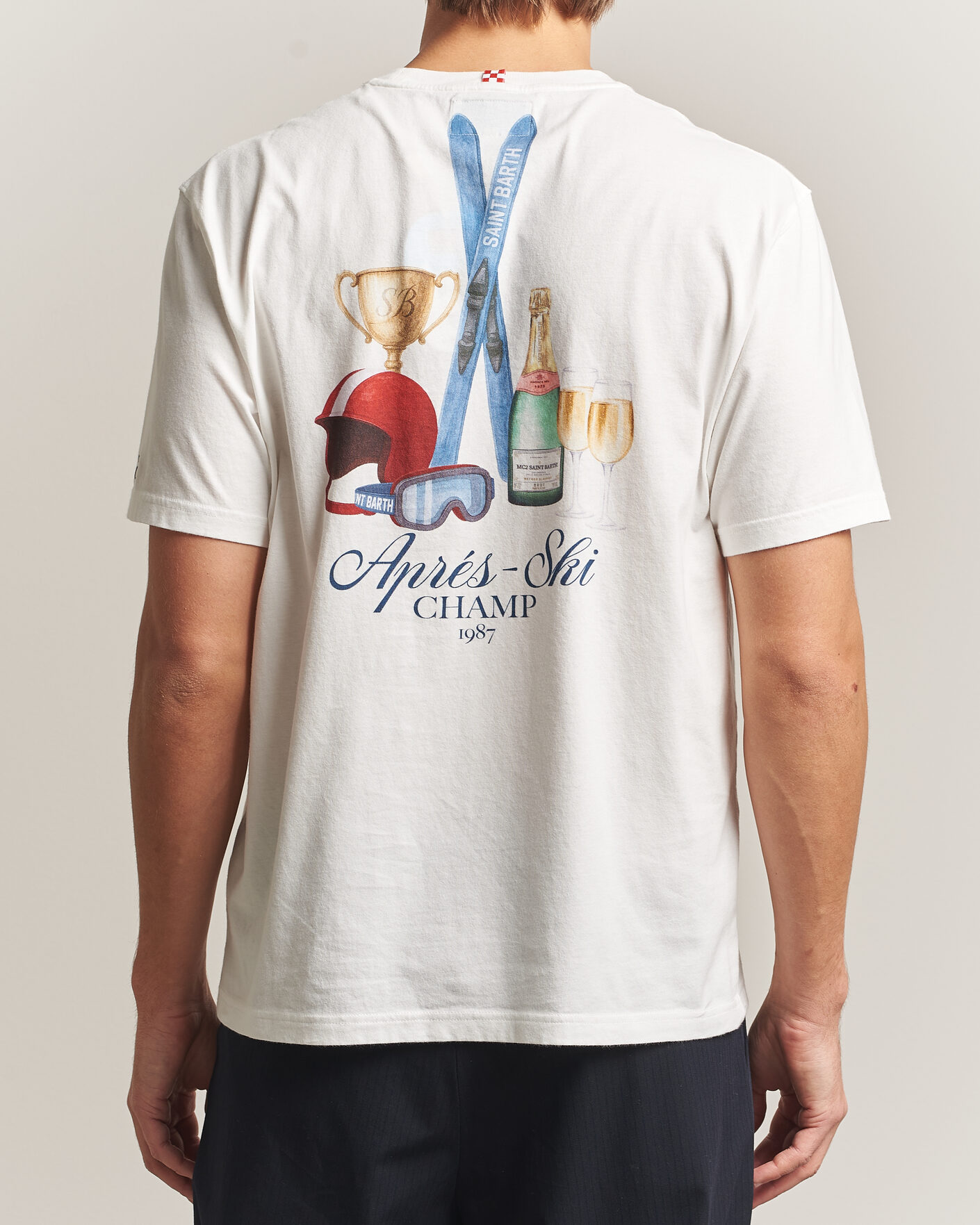 Herre | T-Shirts | MC2 Saint Barth | Back Printed Cotton T-Shirt Ski Post Race