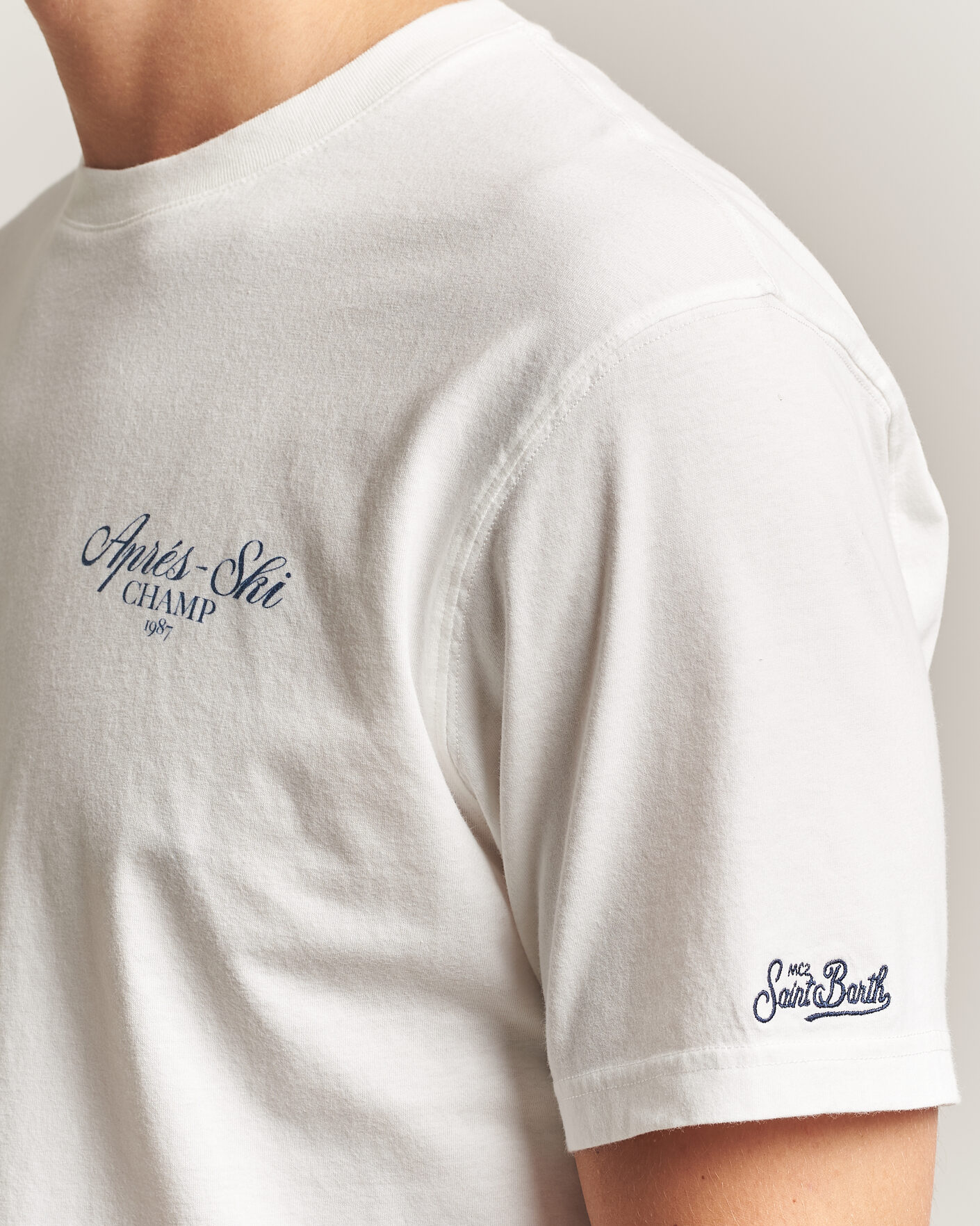 Herre | T-Shirts | MC2 Saint Barth | Back Printed Cotton T-Shirt Ski Post Race
