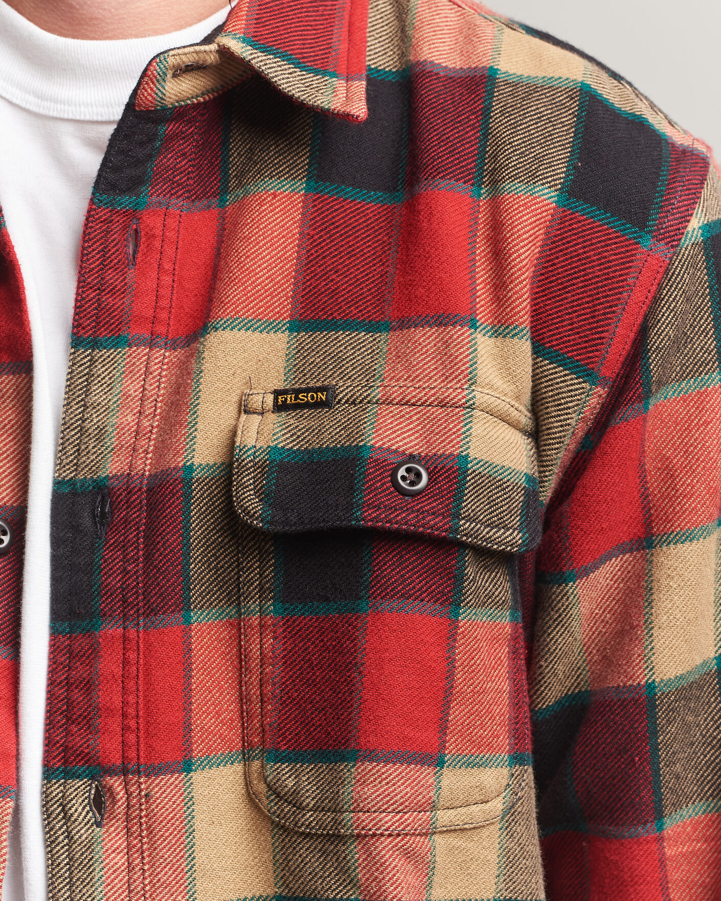 Herre | Skjorter | Filson | Vintage Flannel Work Shirt Red/Cream