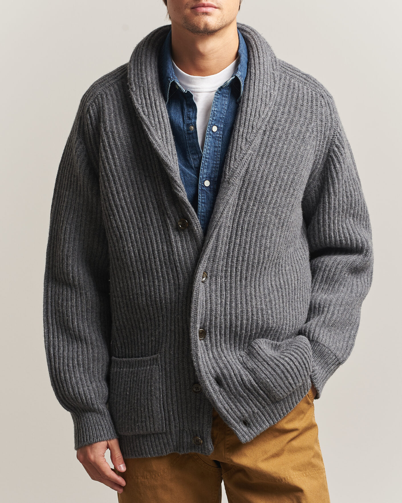 Herre | Gensere | Filson | Bristol Cardigan Sweater Medium Grey Melange