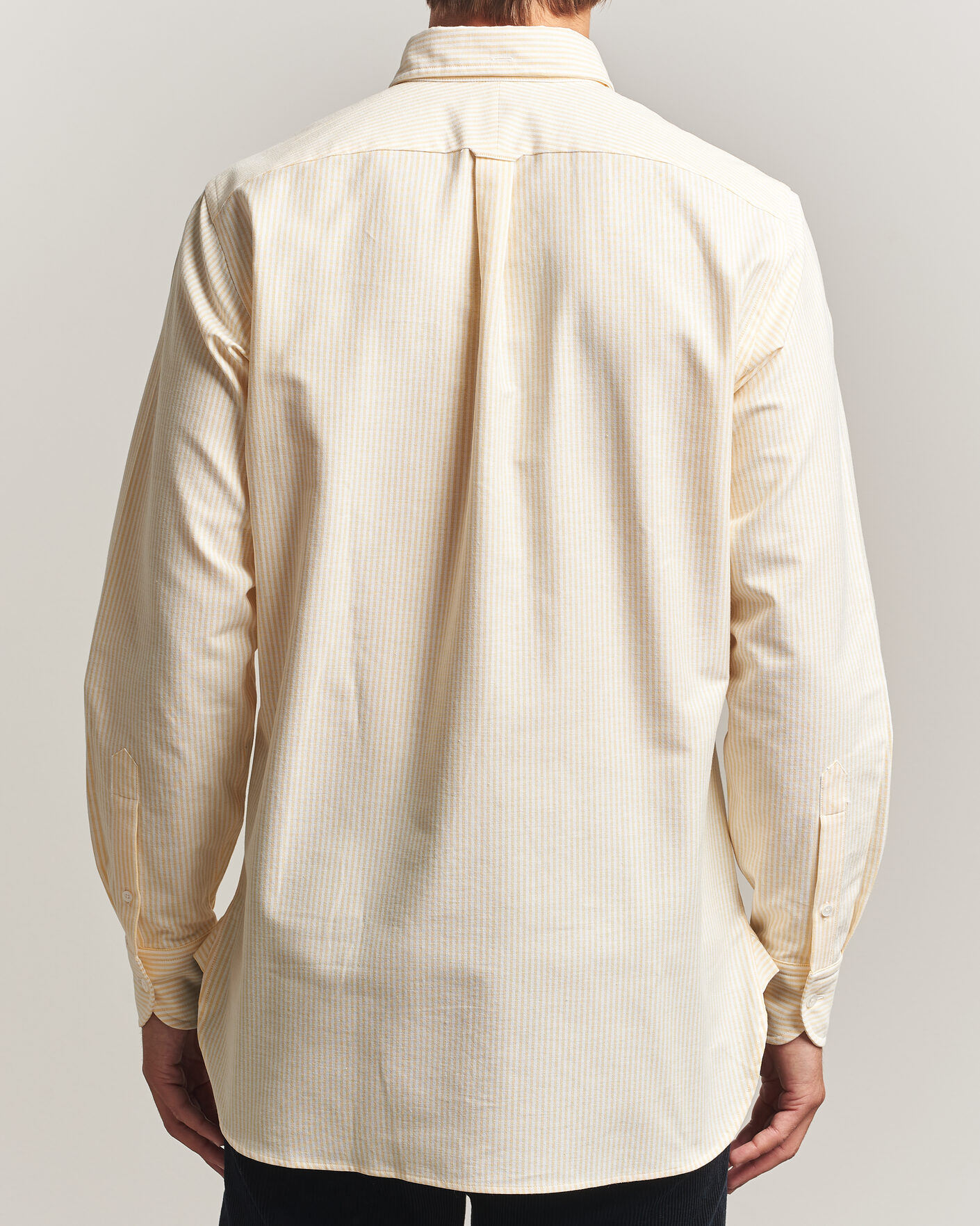 Herre | Skjorter | Drake's | Striped Button Down Oxford Shirt Yellow