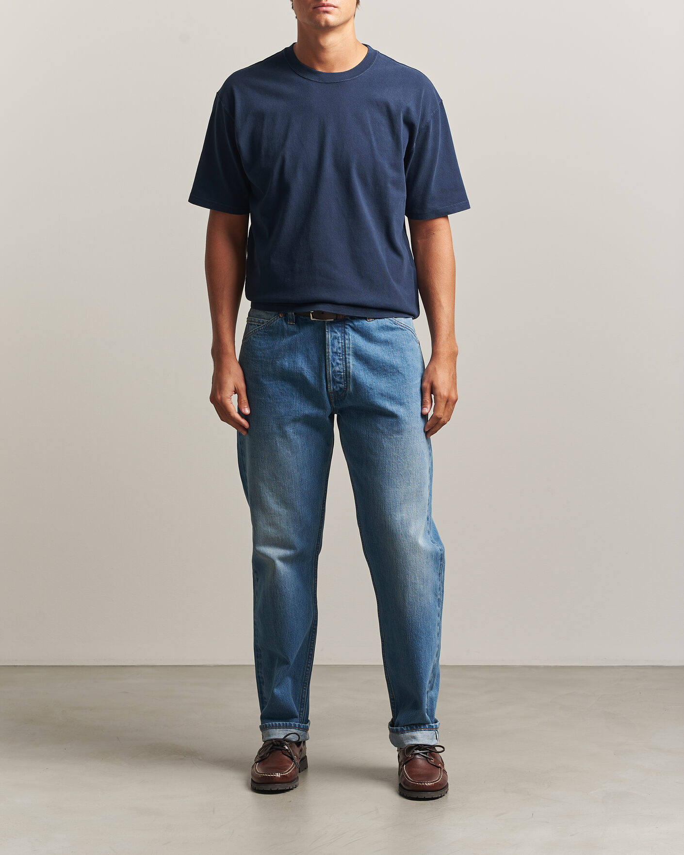 Herre | T-Shirts | Drake's | Short Sleeve Hiking T-Shirt Navy