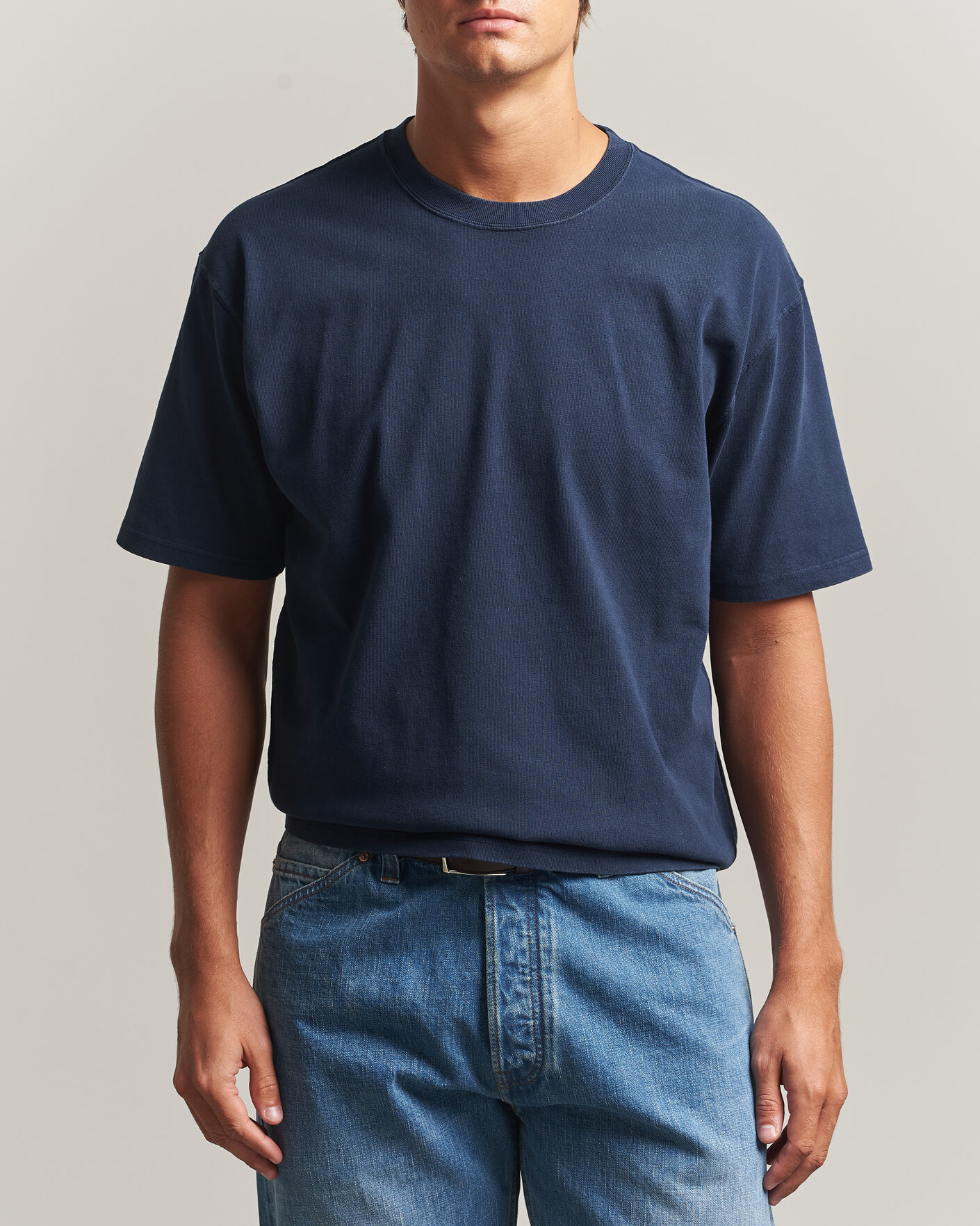 Herre | T-Shirts | Drake's | Short Sleeve Hiking T-Shirt Navy