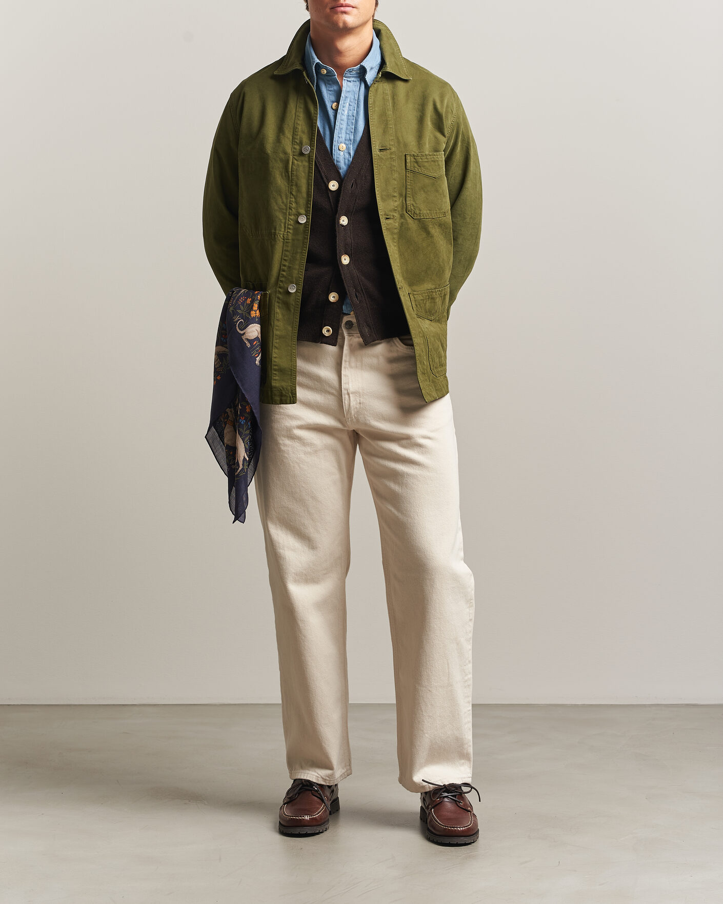 Herre | Jakker | Drake's | Duck Cotton Canvas Chore Jacket Olive