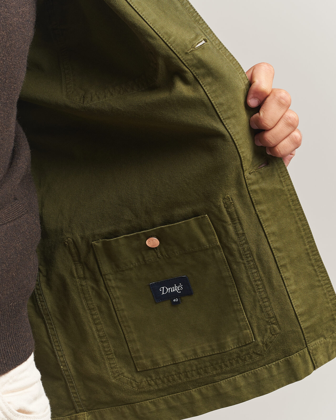 Herre | Jakker | Drake's | Duck Cotton Canvas Chore Jacket Olive