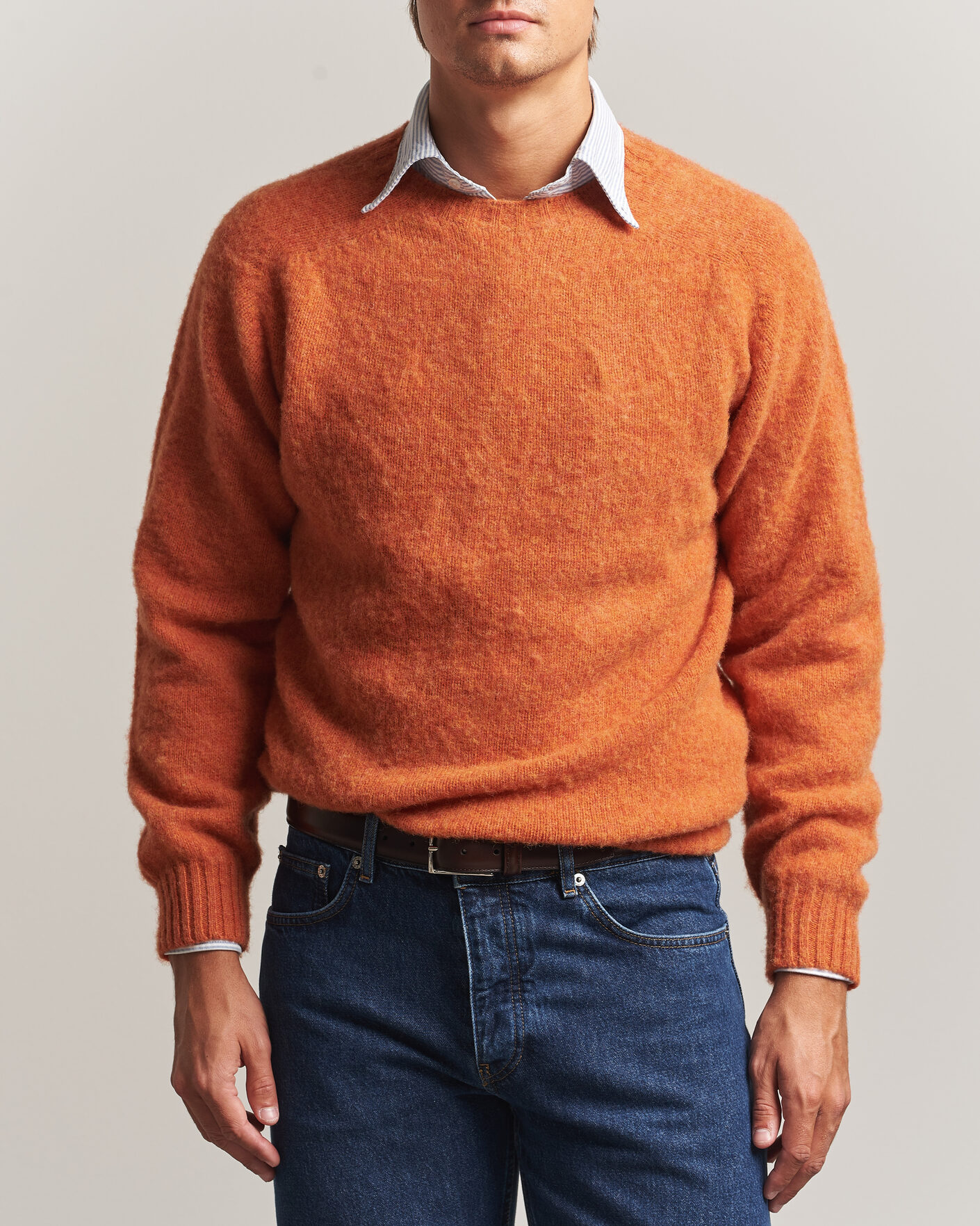 Herre | Gensere | Drake's | Brushed Shetland Crew Orange