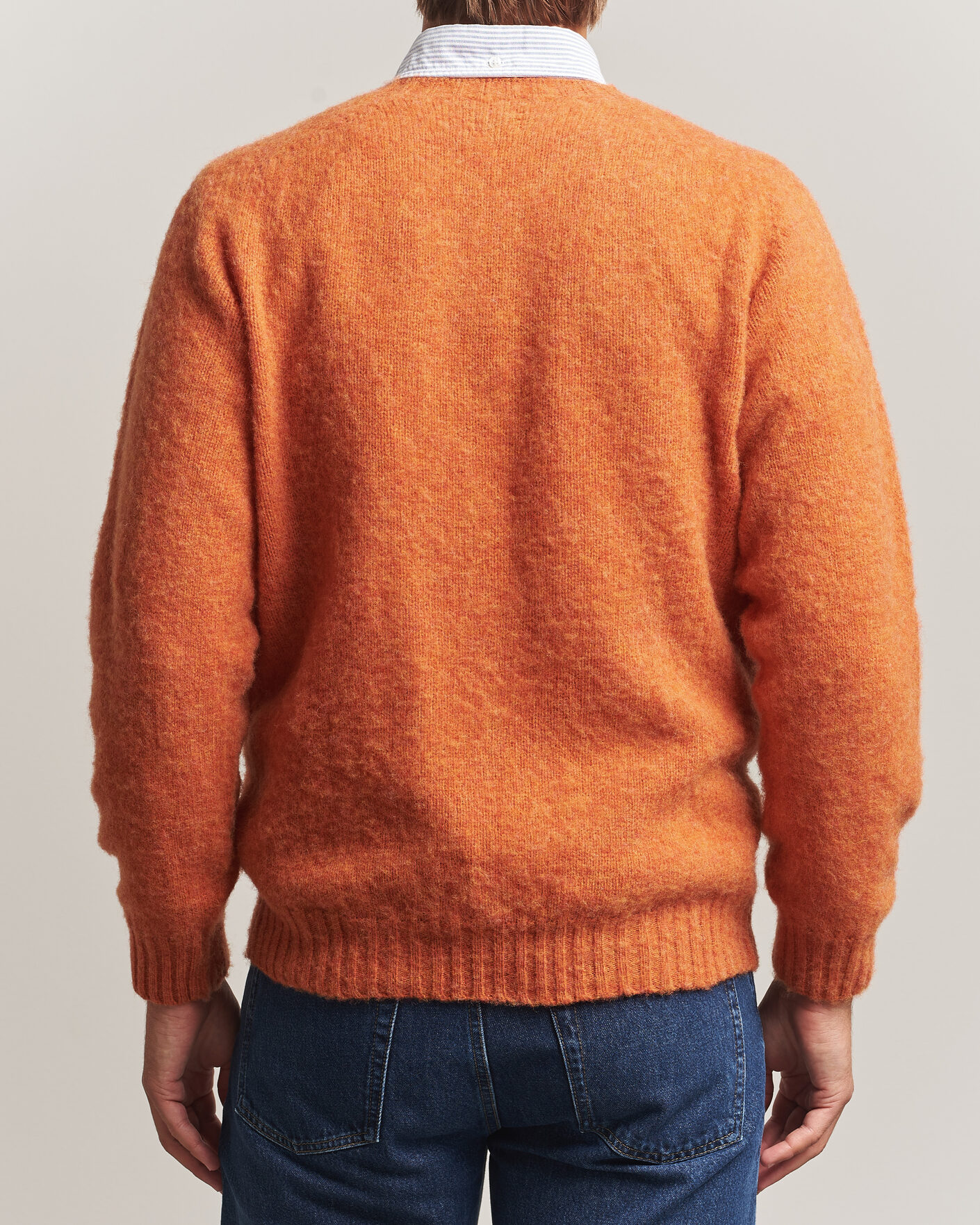Herre | Gensere | Drake's | Brushed Shetland Crew Orange