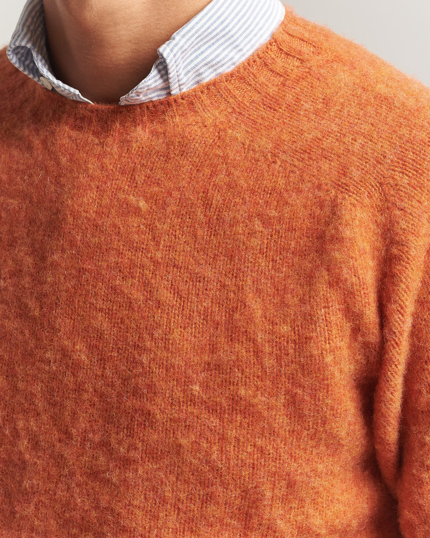 Herre | Gensere | Drake's | Brushed Shetland Crew Orange