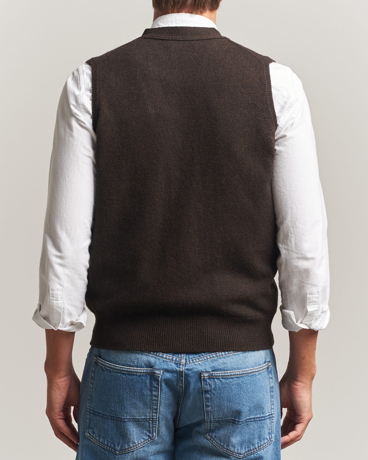 Herre | Gensere | Drake's | Lambswool Vest Cardigan Dark Brown