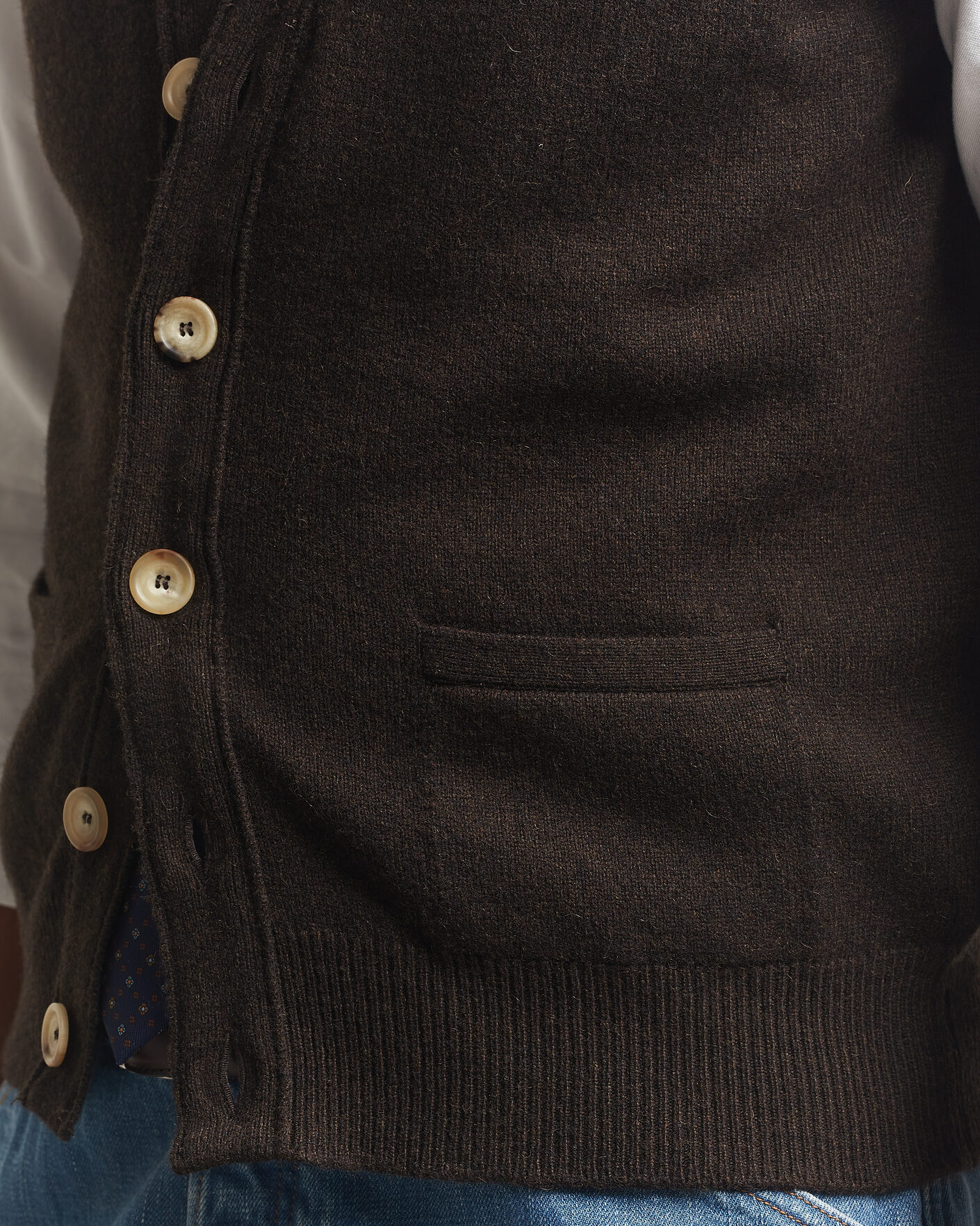 Herre | Gensere | Drake's | Lambswool Vest Cardigan Dark Brown