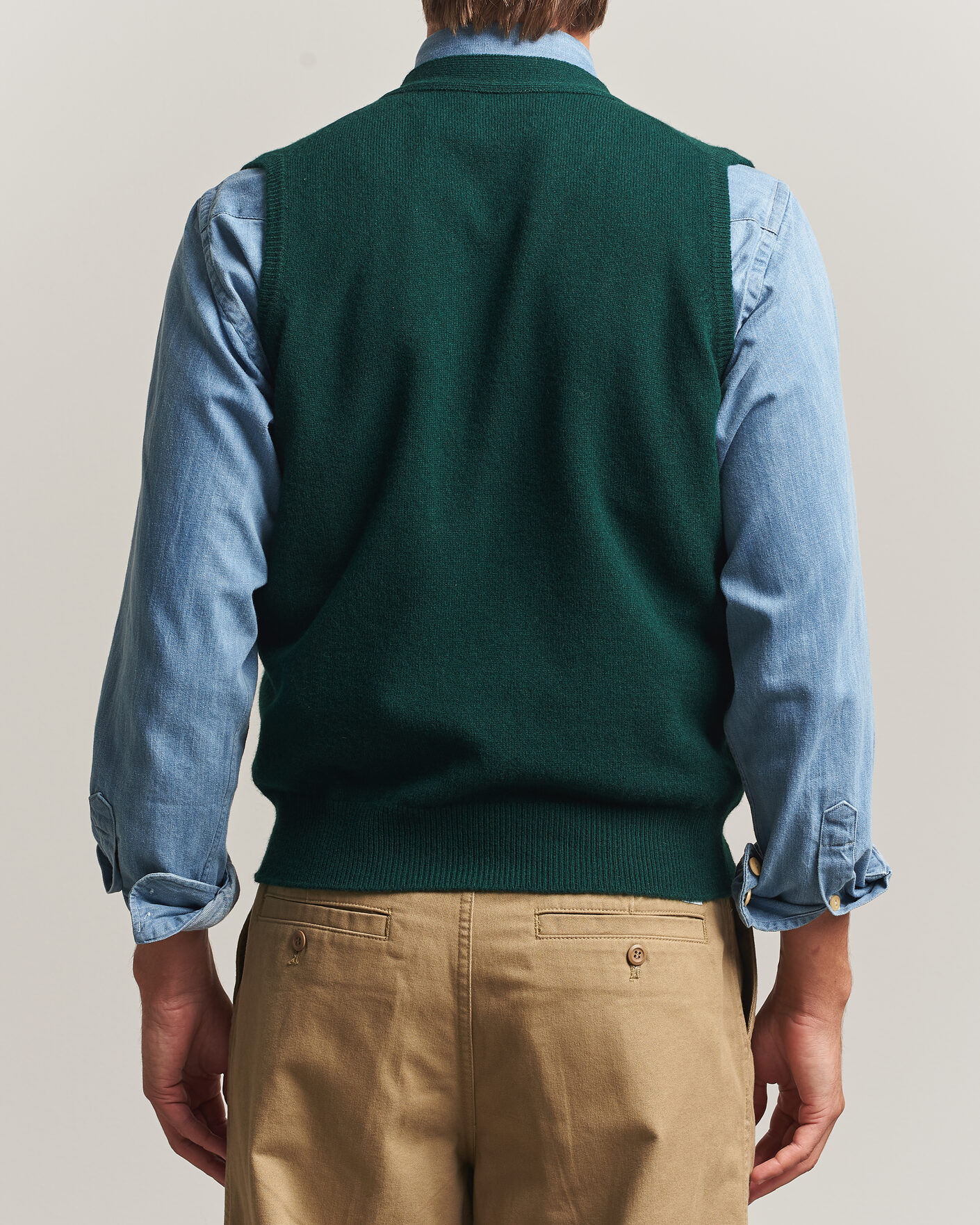 Herre | Gensere | Drake's | Lambswool Vest Cardigan Green