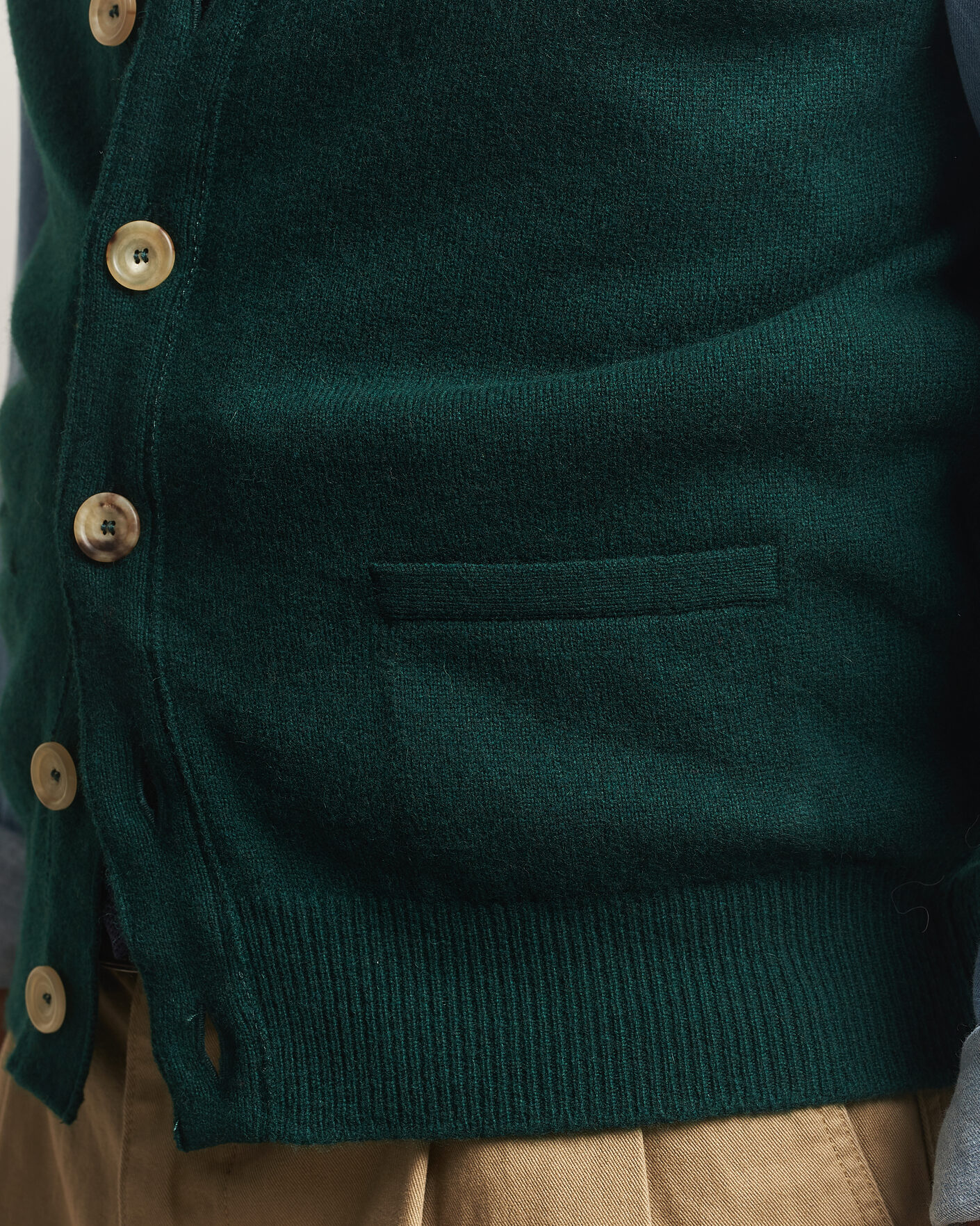 Herre | Gensere | Drake's | Lambswool Vest Cardigan Green
