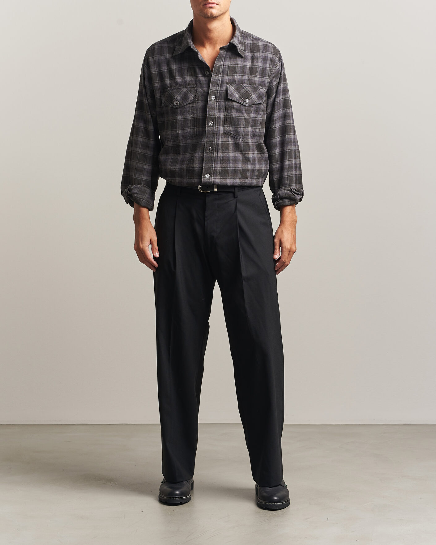 Herre | Skjorter | Drake's | Cotton/Silk Two Pocket Shirt Grey