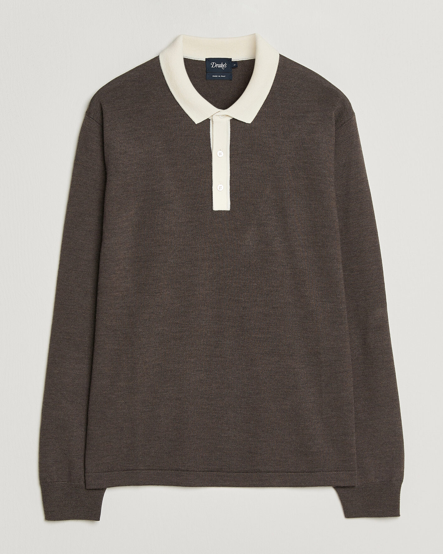 Herre | Gensere | Drake's | Solid Knitted Rugby Brown