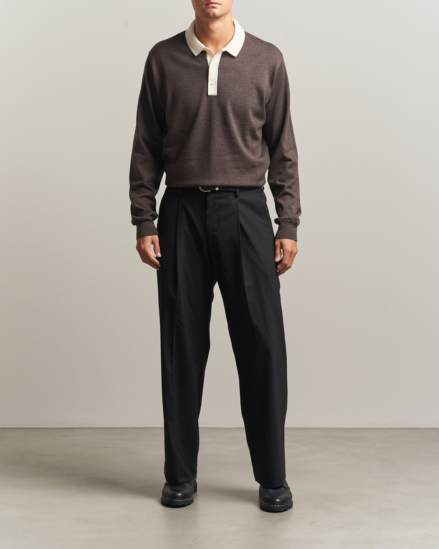 Herre | Gensere | Drake's | Solid Knitted Rugby Brown