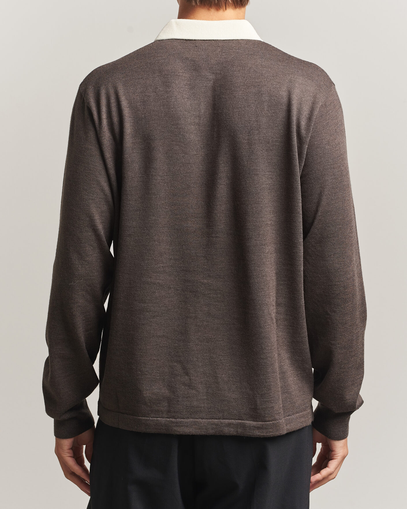 Herre | Gensere | Drake's | Solid Knitted Rugby Brown
