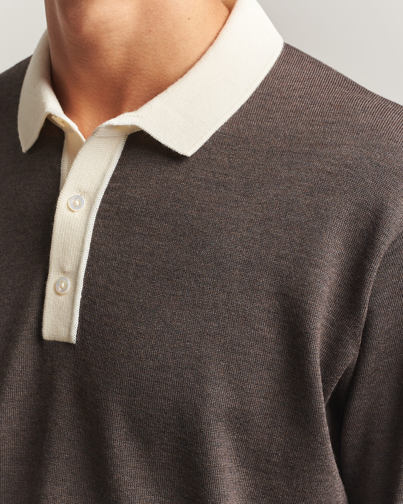 Herre | Gensere | Drake's | Solid Knitted Rugby Brown