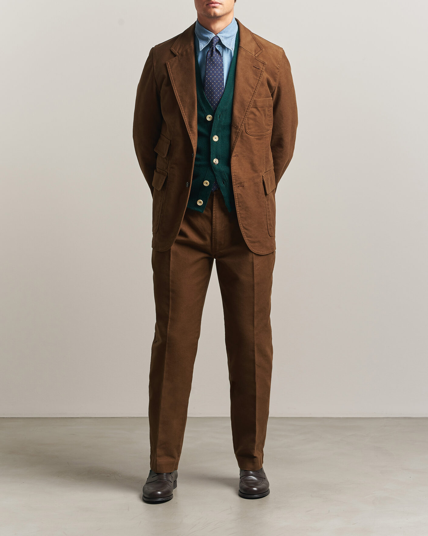 Herre | Dressjakker | Drake's | MKIV Japanese Moleskin Games Blazer Brown