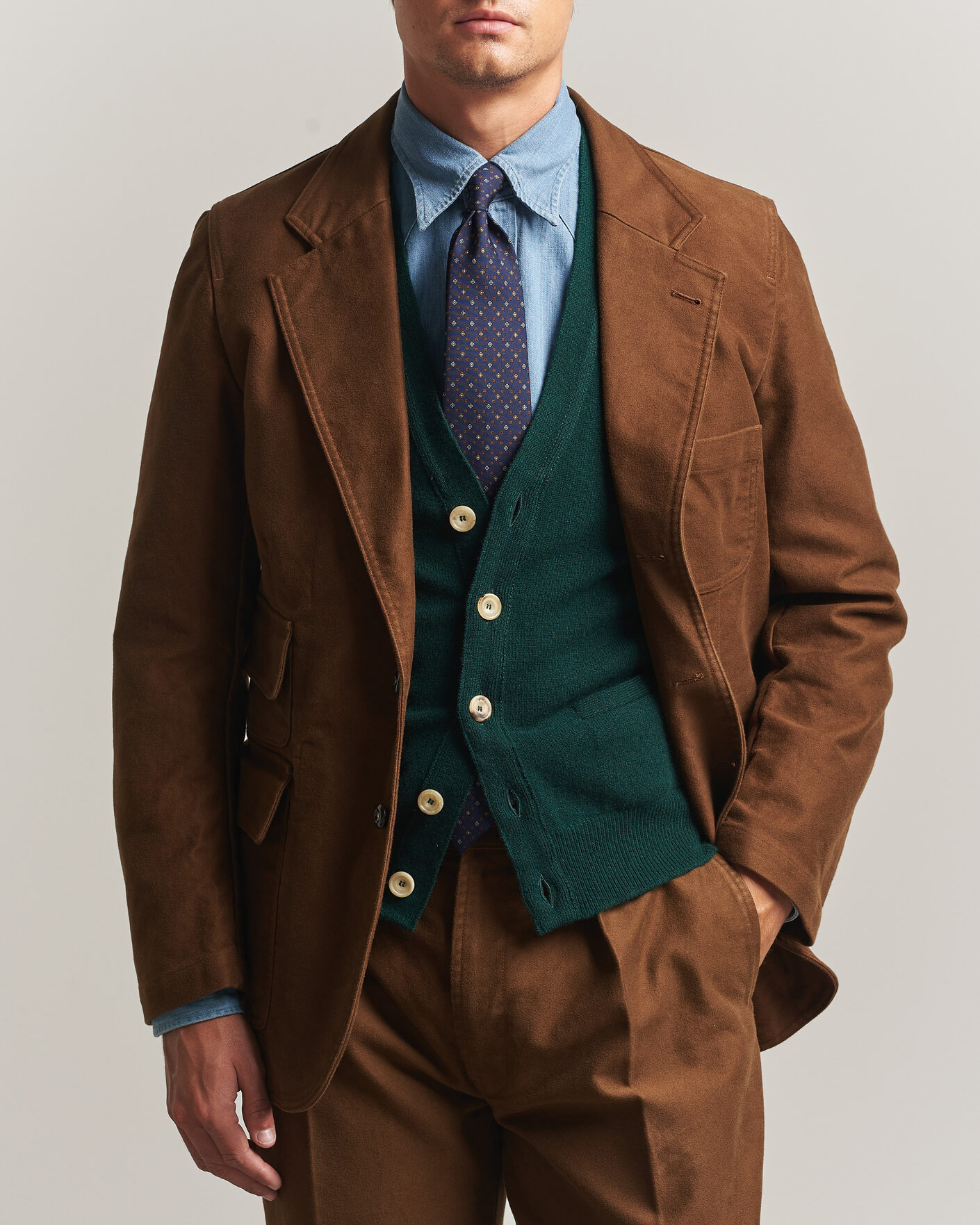 Herre | Dressjakker | Drake's | MKIV Japanese Moleskin Games Blazer Brown