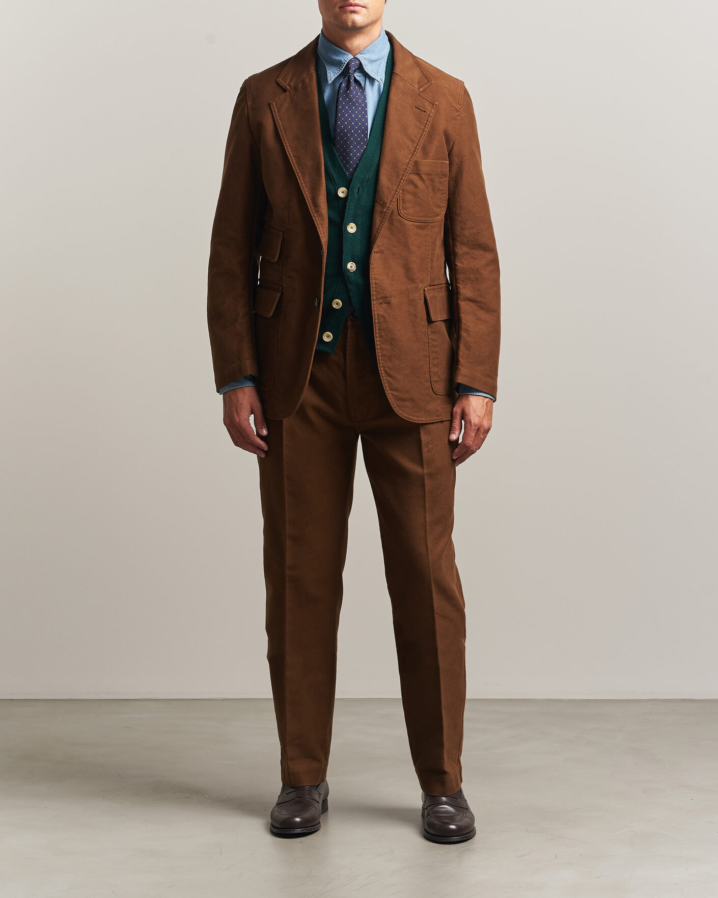 Herre | Bukser | Drake's | MKIV Japanese Moleskin Games Trousers Brown