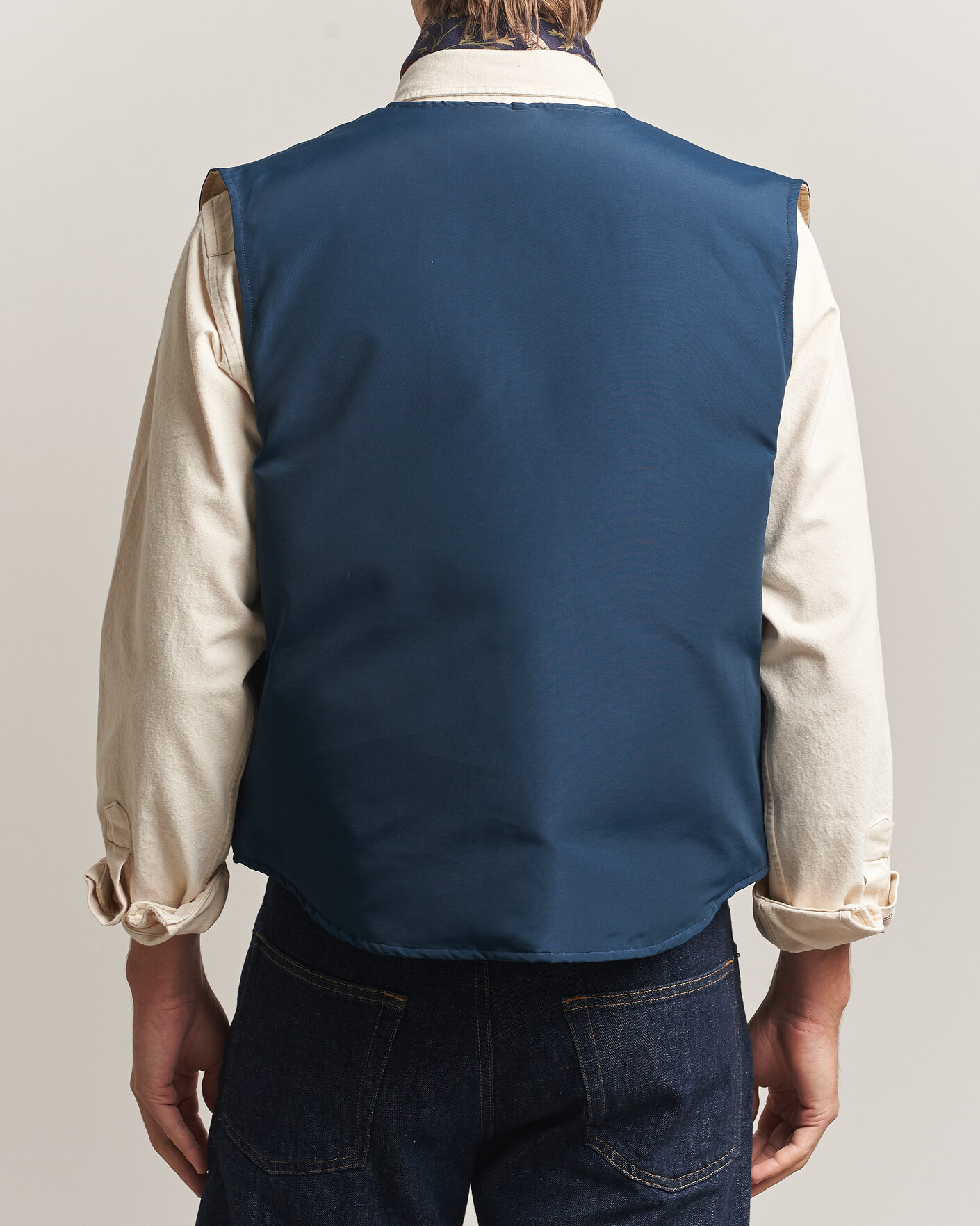 Herre | Vester | Drake's | Reversible Down Vest Petrol/Ecru