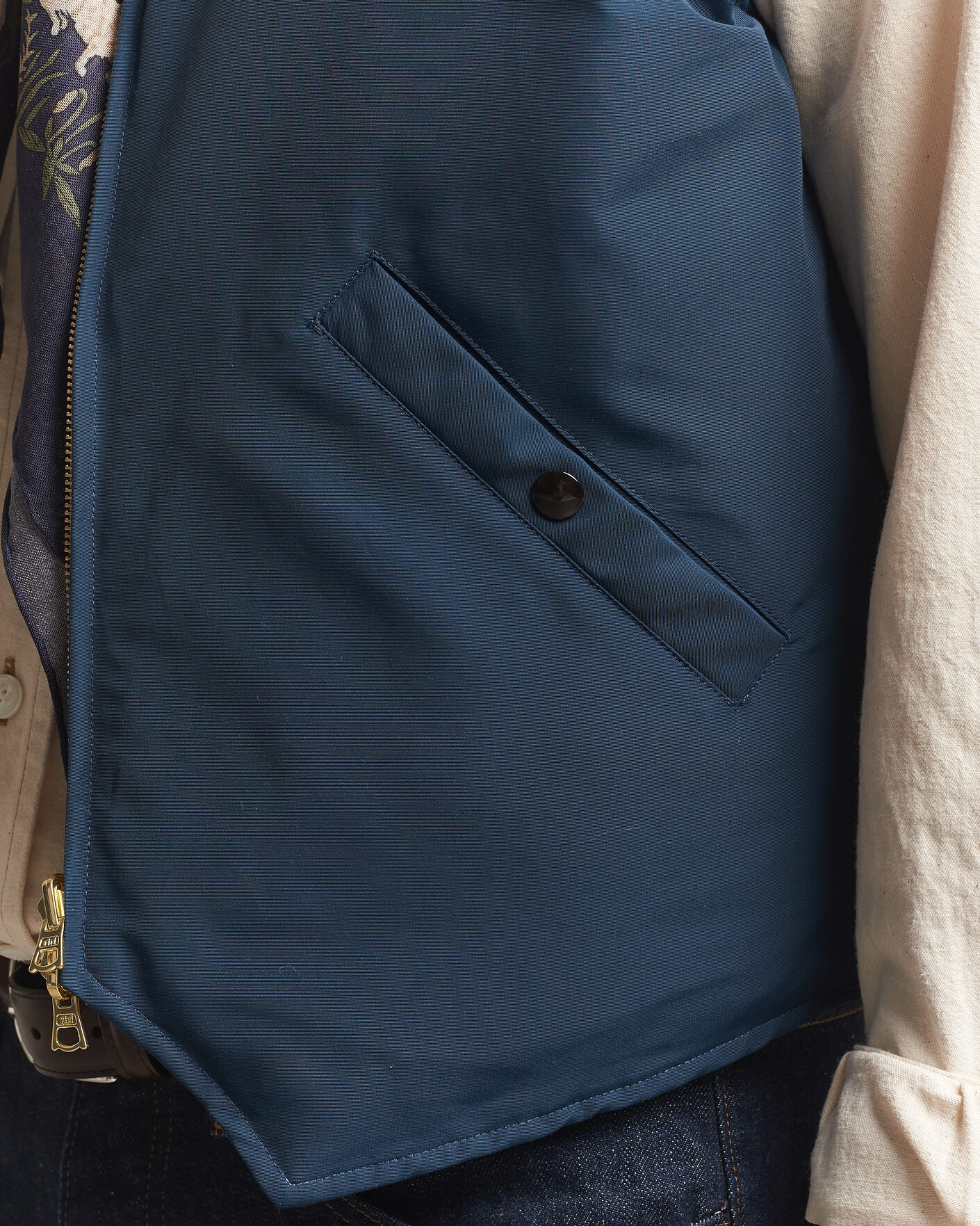 Herre | Vester | Drake's | Reversible Down Vest Petrol/Ecru