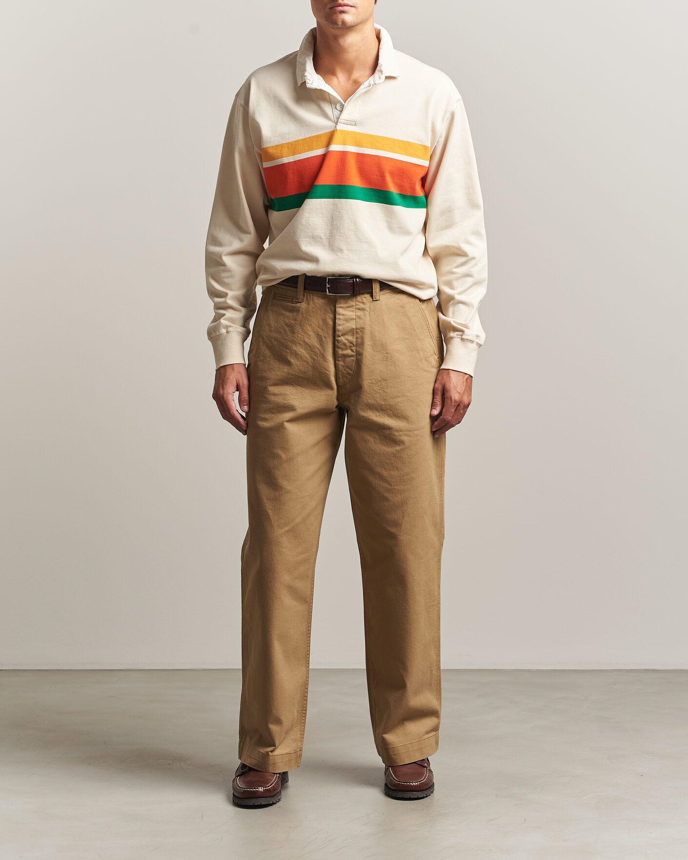 Herre | Gensere | Drake's | Middle Stripe Rugby Ecru