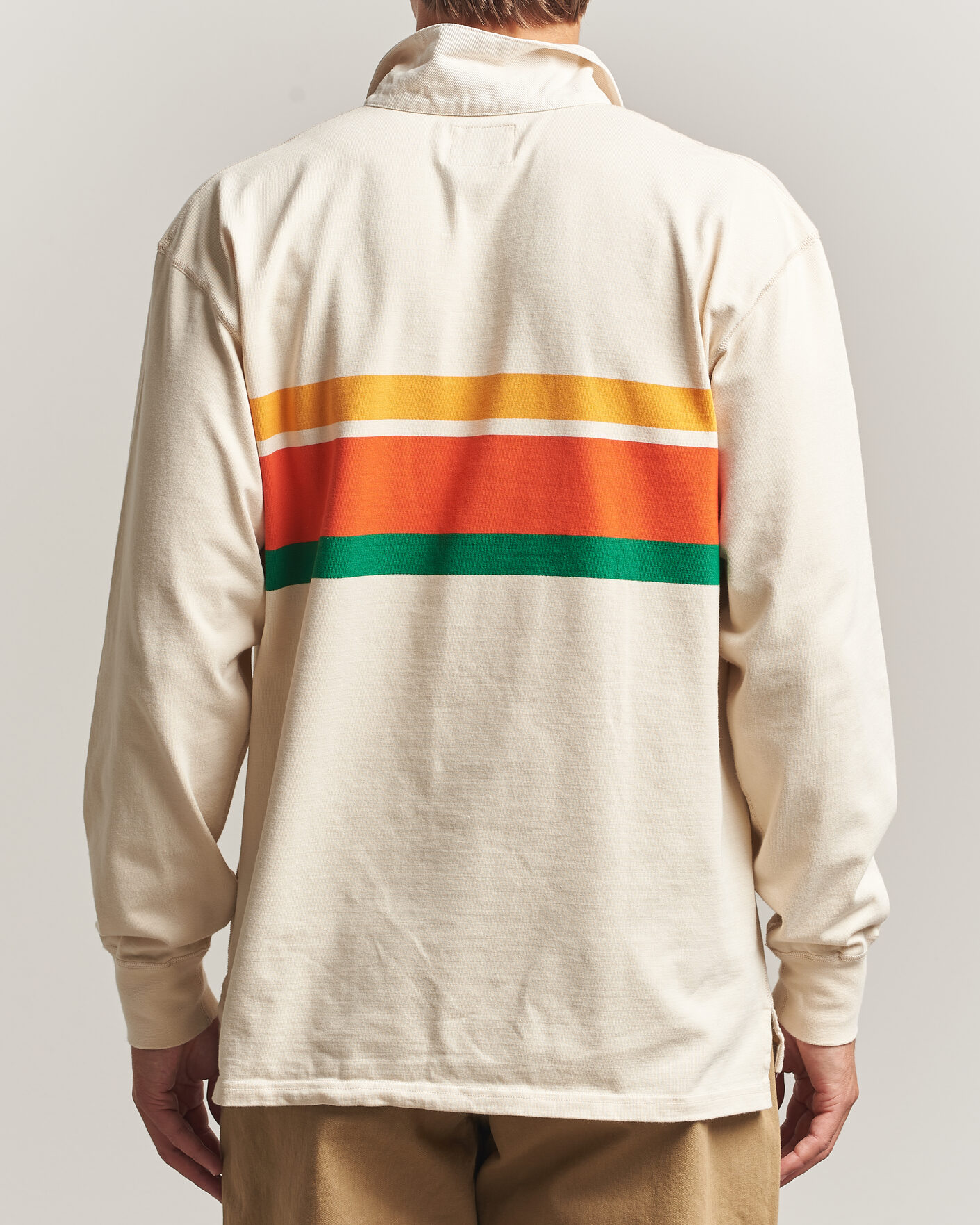 Herre | Gensere | Drake's | Middle Stripe Rugby Ecru