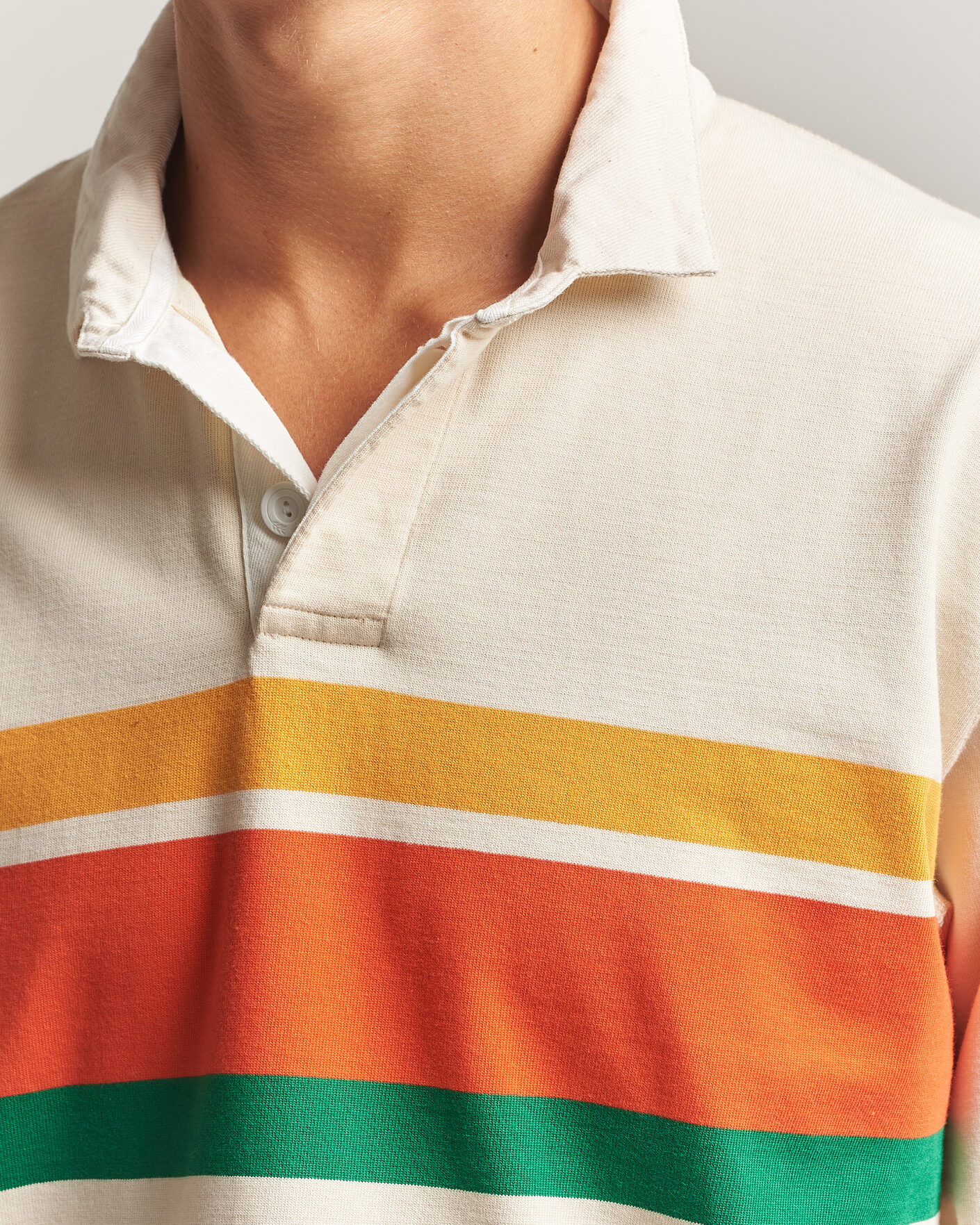 Herre | Gensere | Drake's | Middle Stripe Rugby Ecru