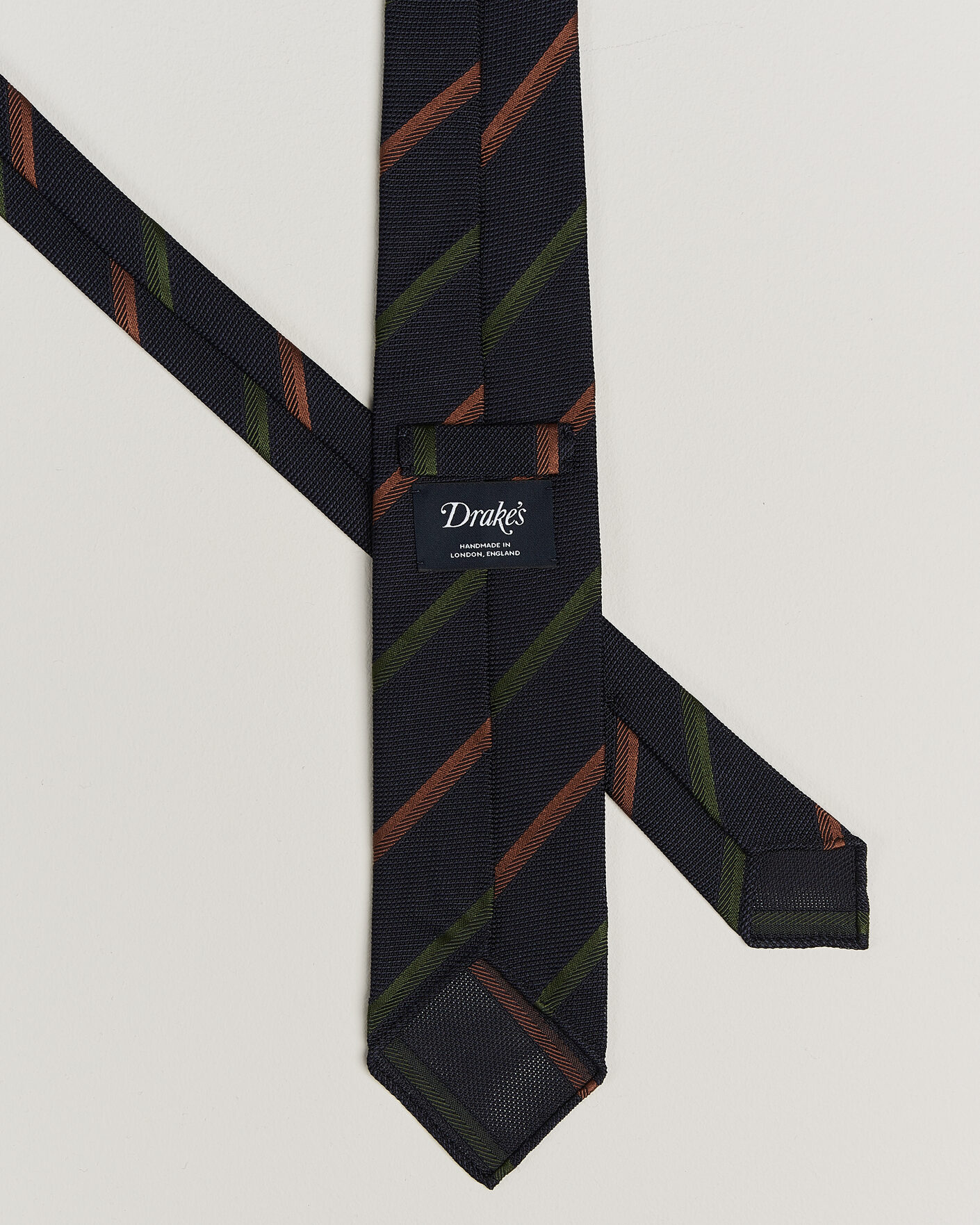 Herre | Slips | Drake's | Multistripe Grenadine Silk Tie Navy/Green/Brown