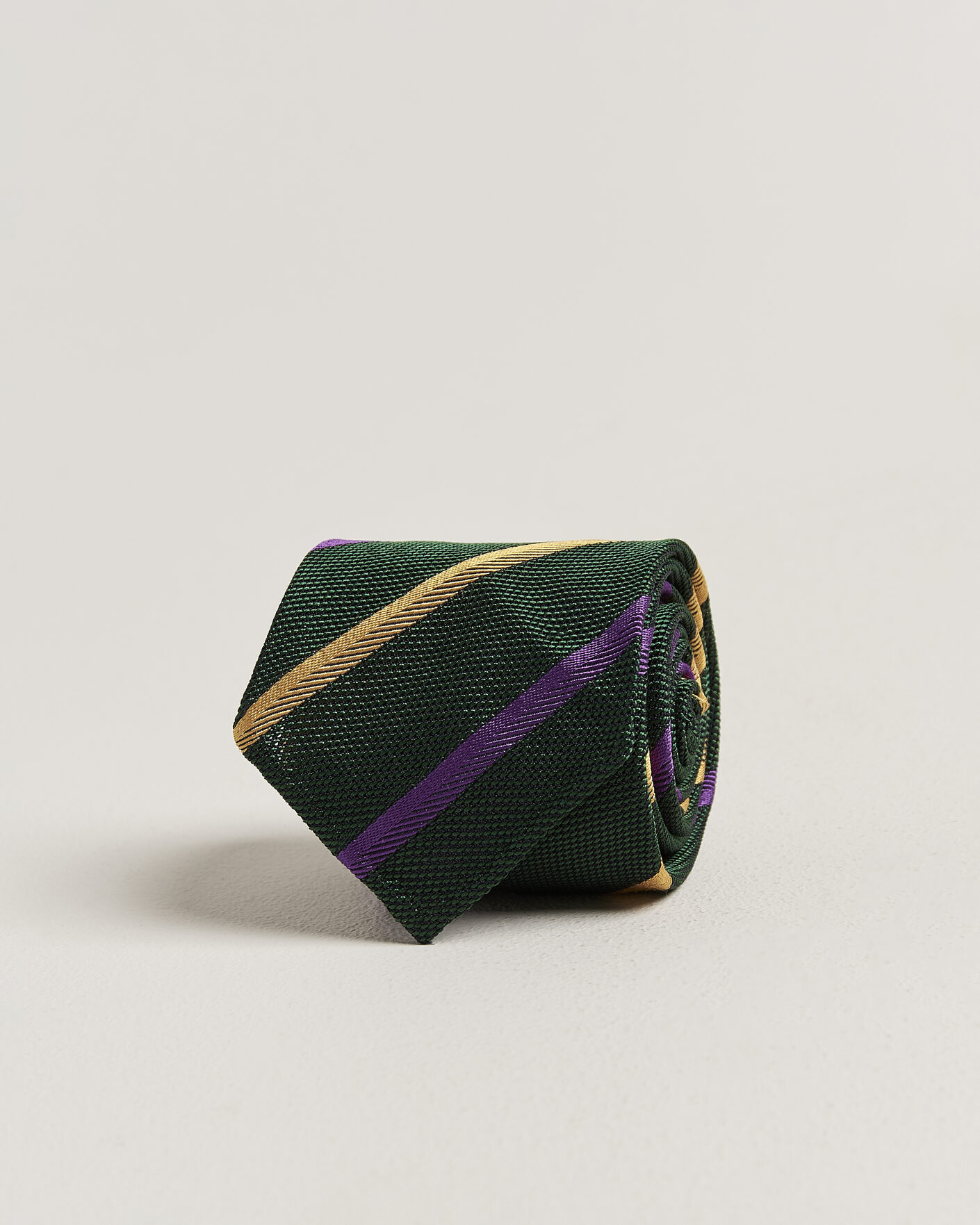 Herre | Slips | Drake's | Multistripe Grenadine Silk Tie Green/Yellow/Purple