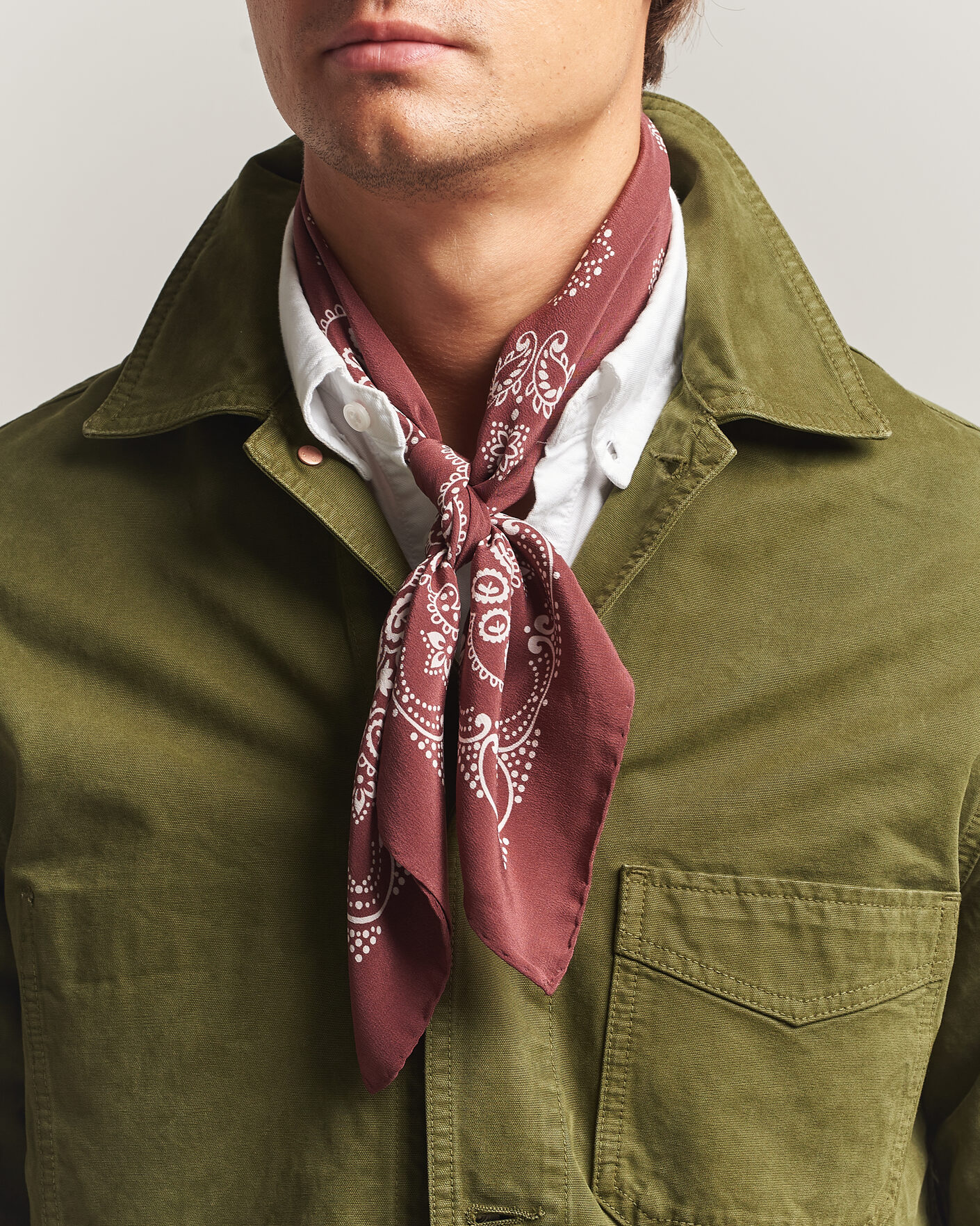 Herre | Scarves | Drake's | Traditional Silk Bandana Burgundy