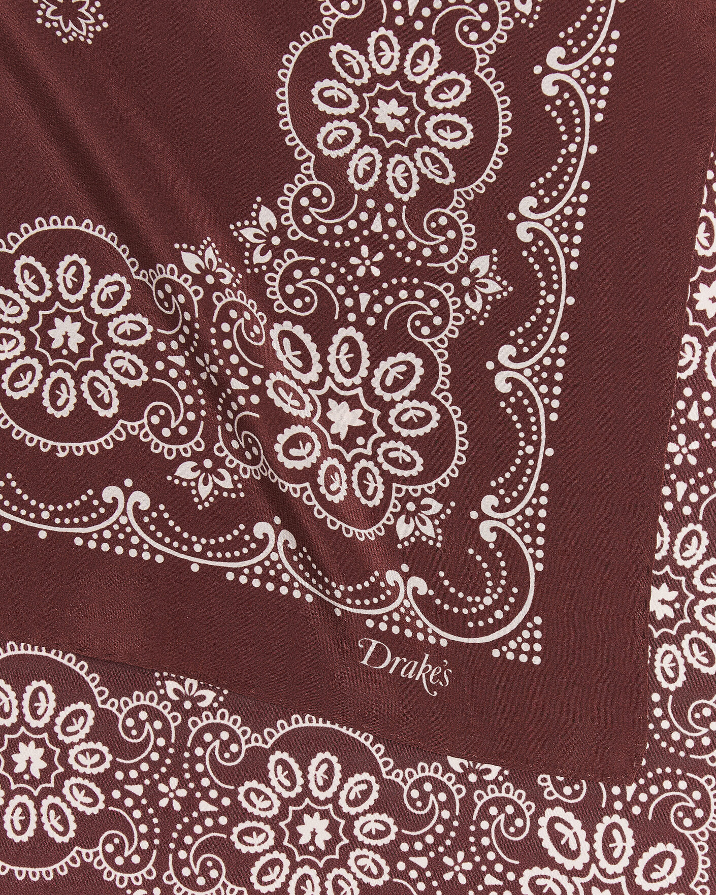 Herre | Scarves | Drake's | Traditional Silk Bandana Burgundy
